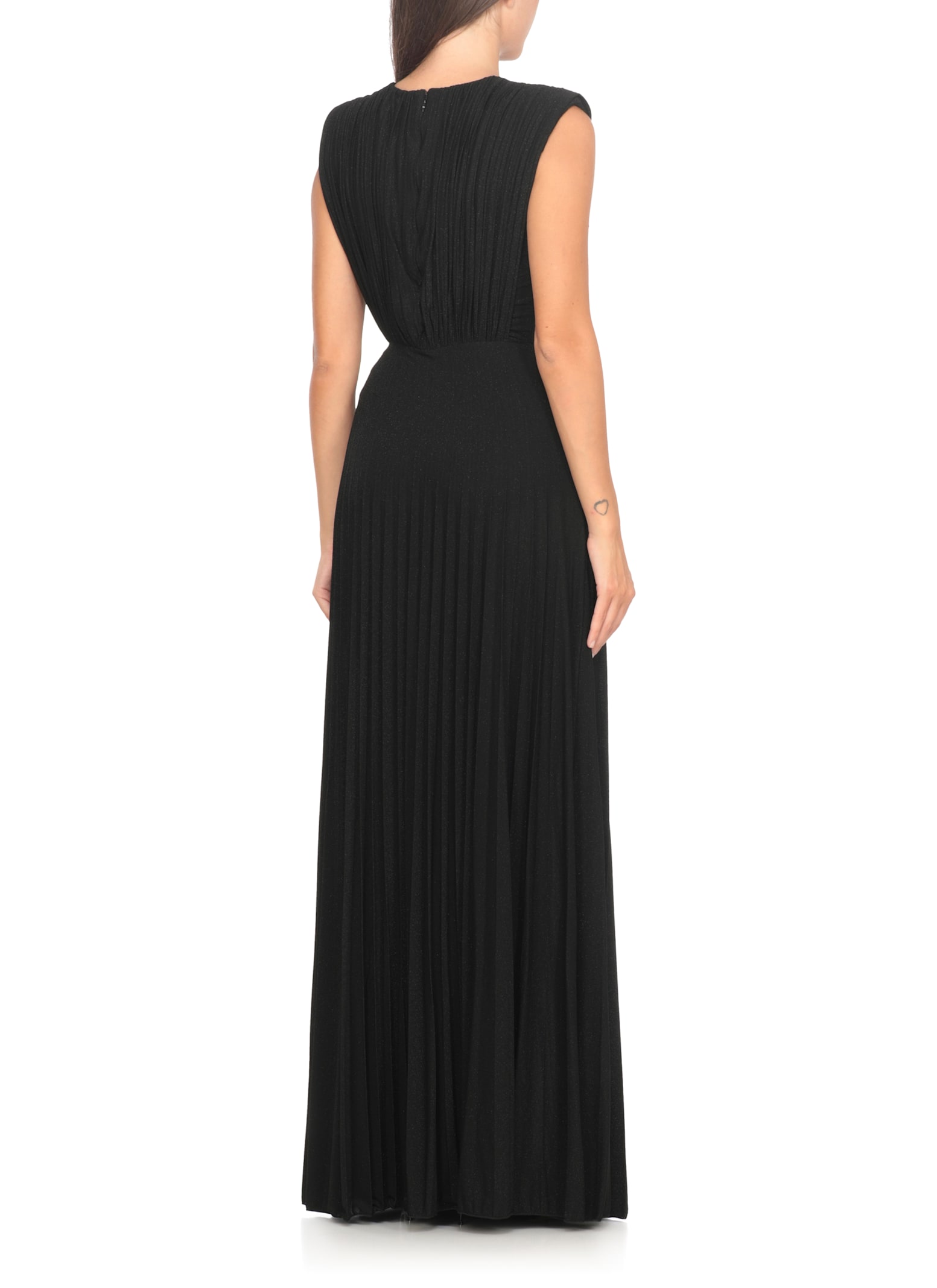 Elisabetta Franchi Long Sleeveless Dress With Deep V-neckline In Multi