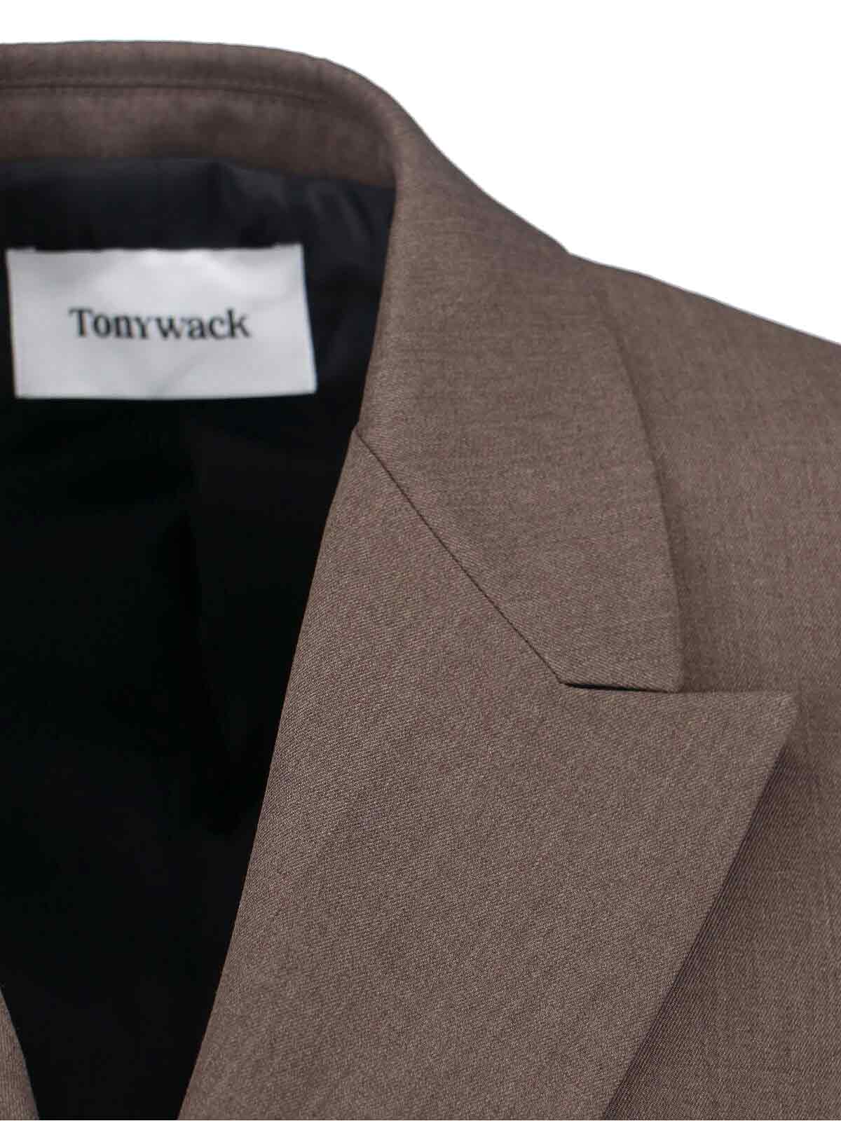 Tonywack Double-breasted Notch Lapel Blazer And Pockets In Brown