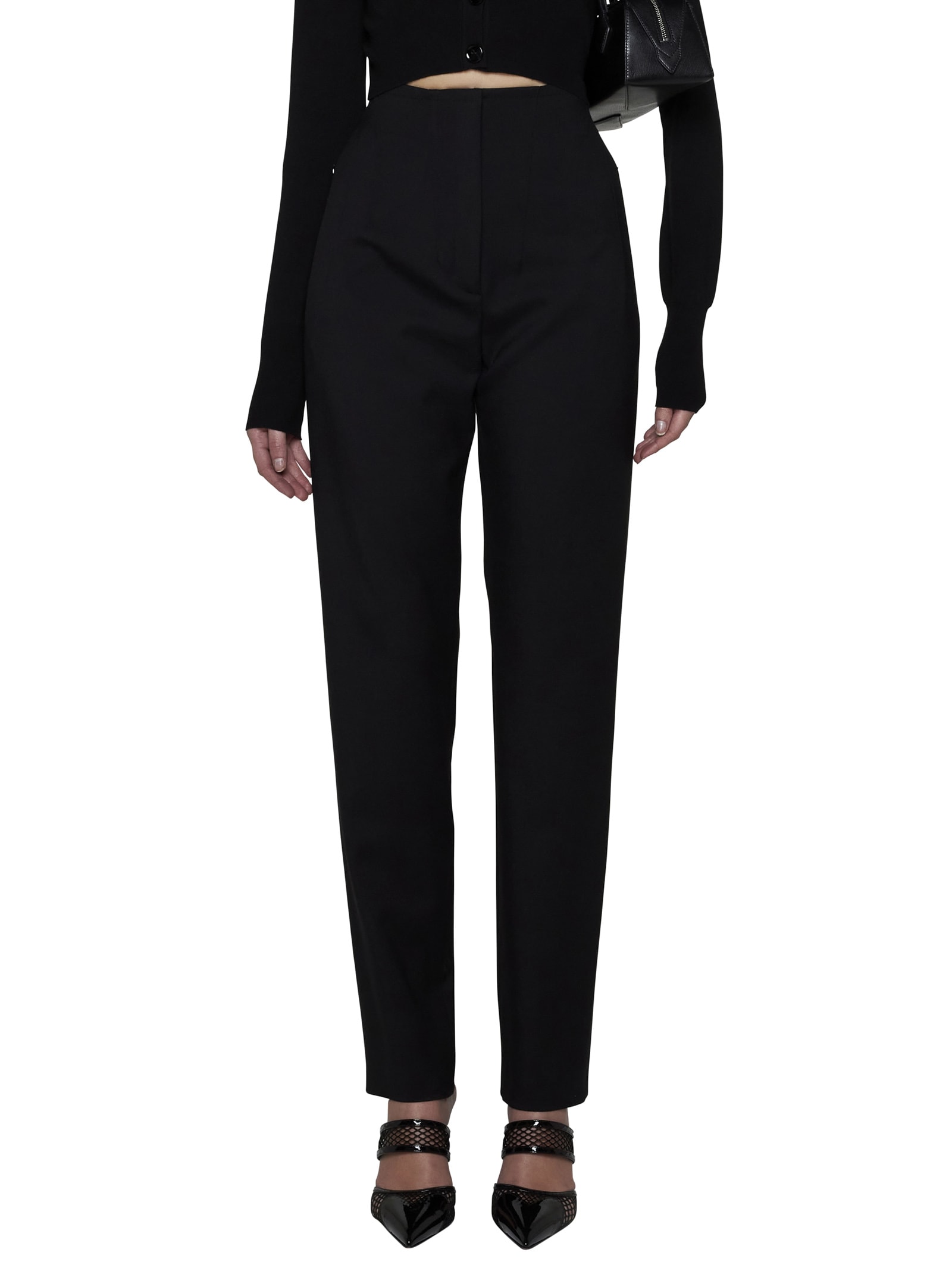 Alaïa Corset Wool Trousers In Noir Alaia