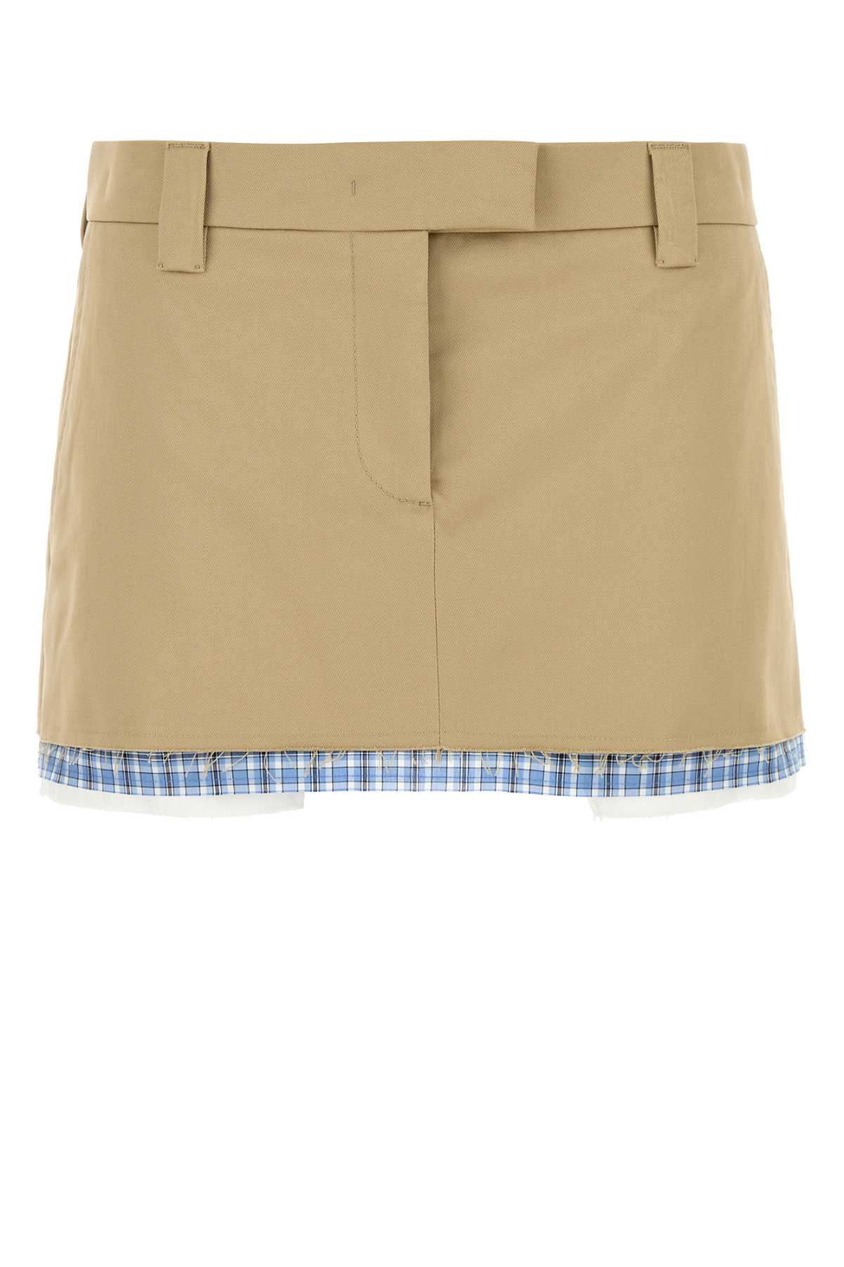 Miu Miu Layered Mini Skirt In Brown