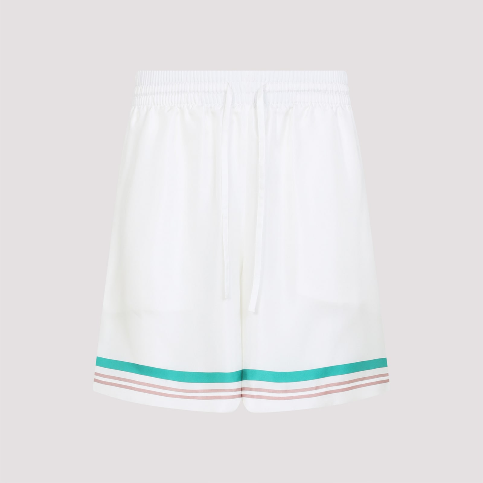 Casablanca Mens Casa Way Graphic-print Drawstring Silk Shorts In White