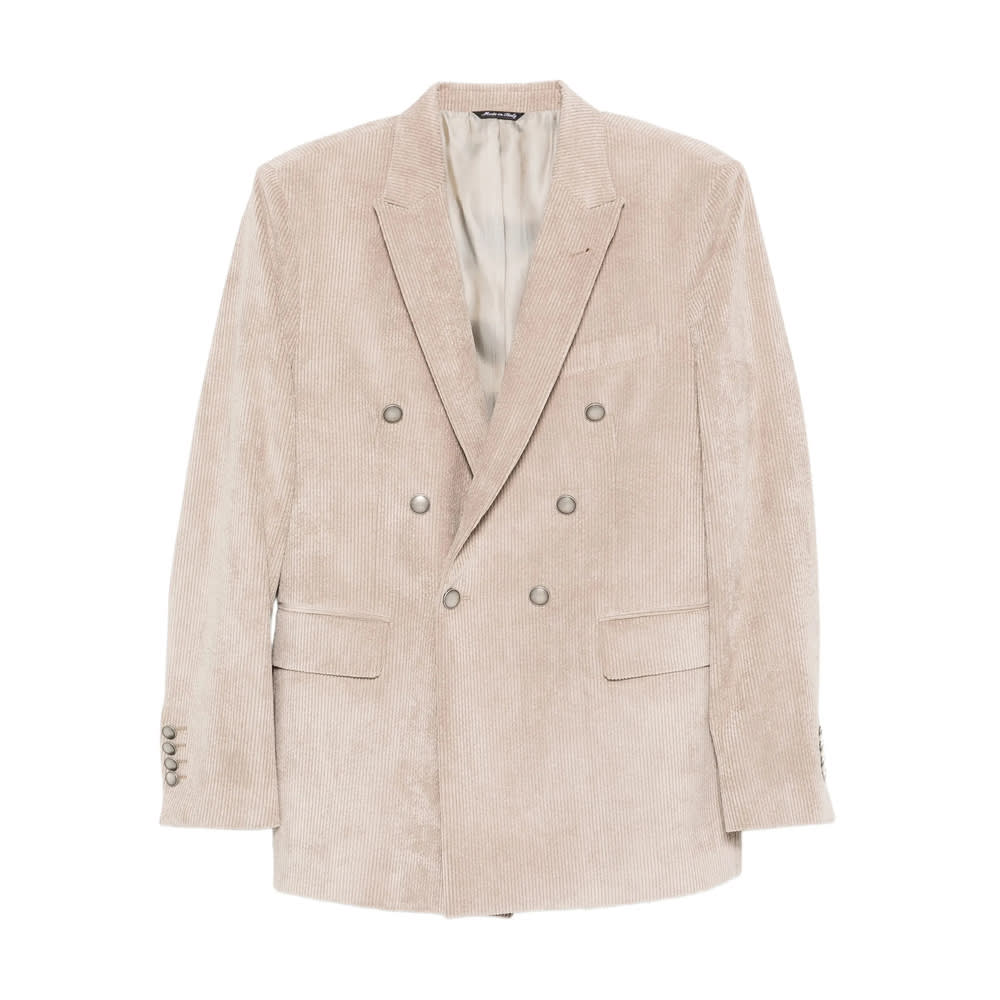 Reveres 1949 Double-breasted Corduroy Jacket In Neutral