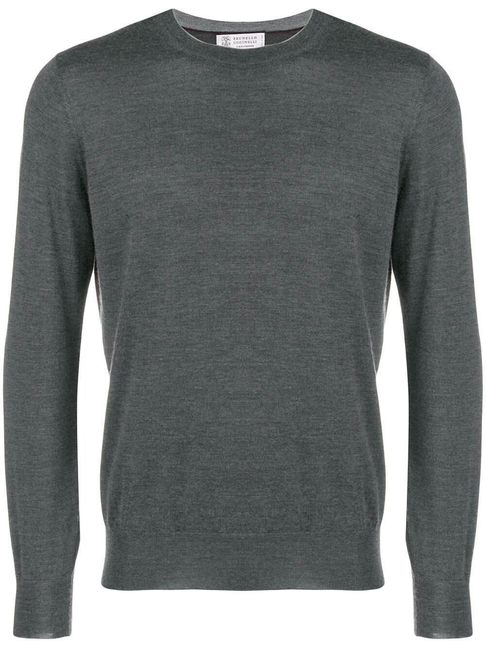 Shop Brunello Cucinelli Cashmere Silk Crew Neck Sweater In C Lead