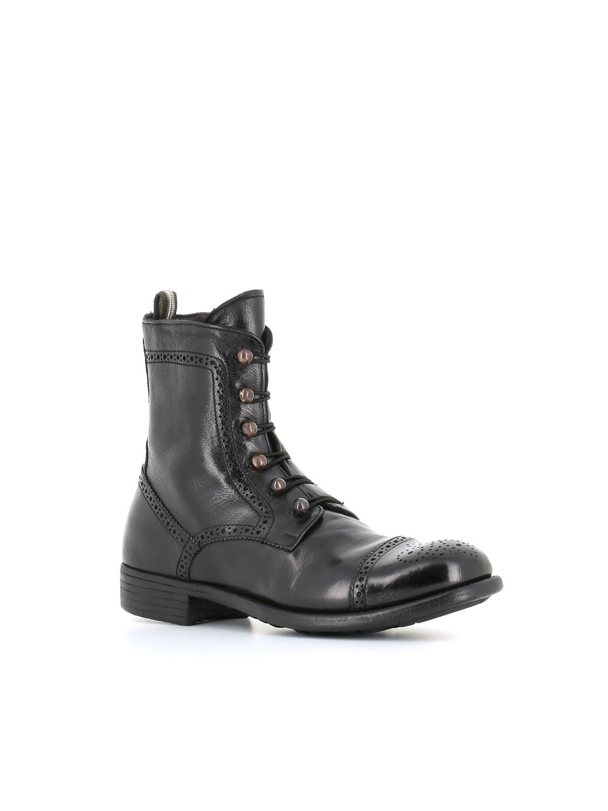 Officine Creative Lace-up Brogue Boots In Black