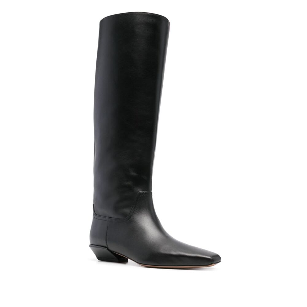 Paris Texas Leather Bettina Boots With Squared Toe In Black