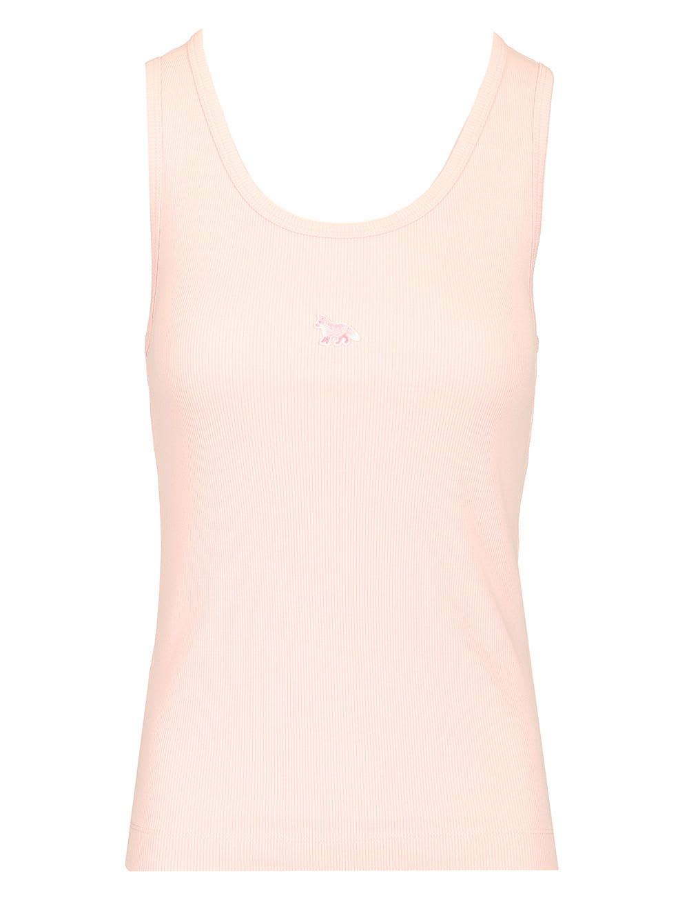 Shop Maison Kitsuné Ribbed Tank Top In Rose
