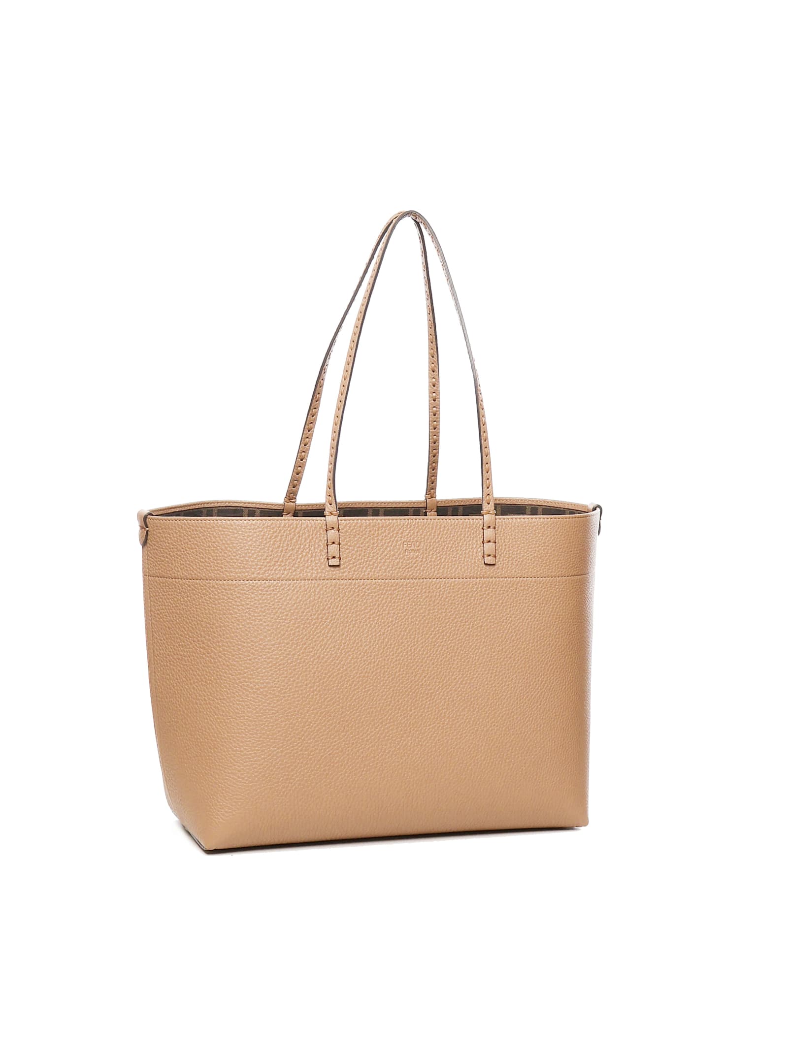 Fendi Medium Roll Bag In Cappuccino