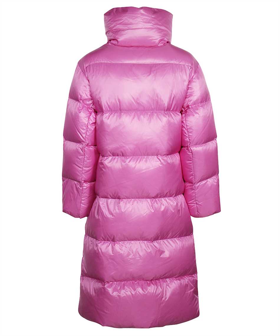 Shop Duvetica Belted Hooded Long Down Jacket In Pink