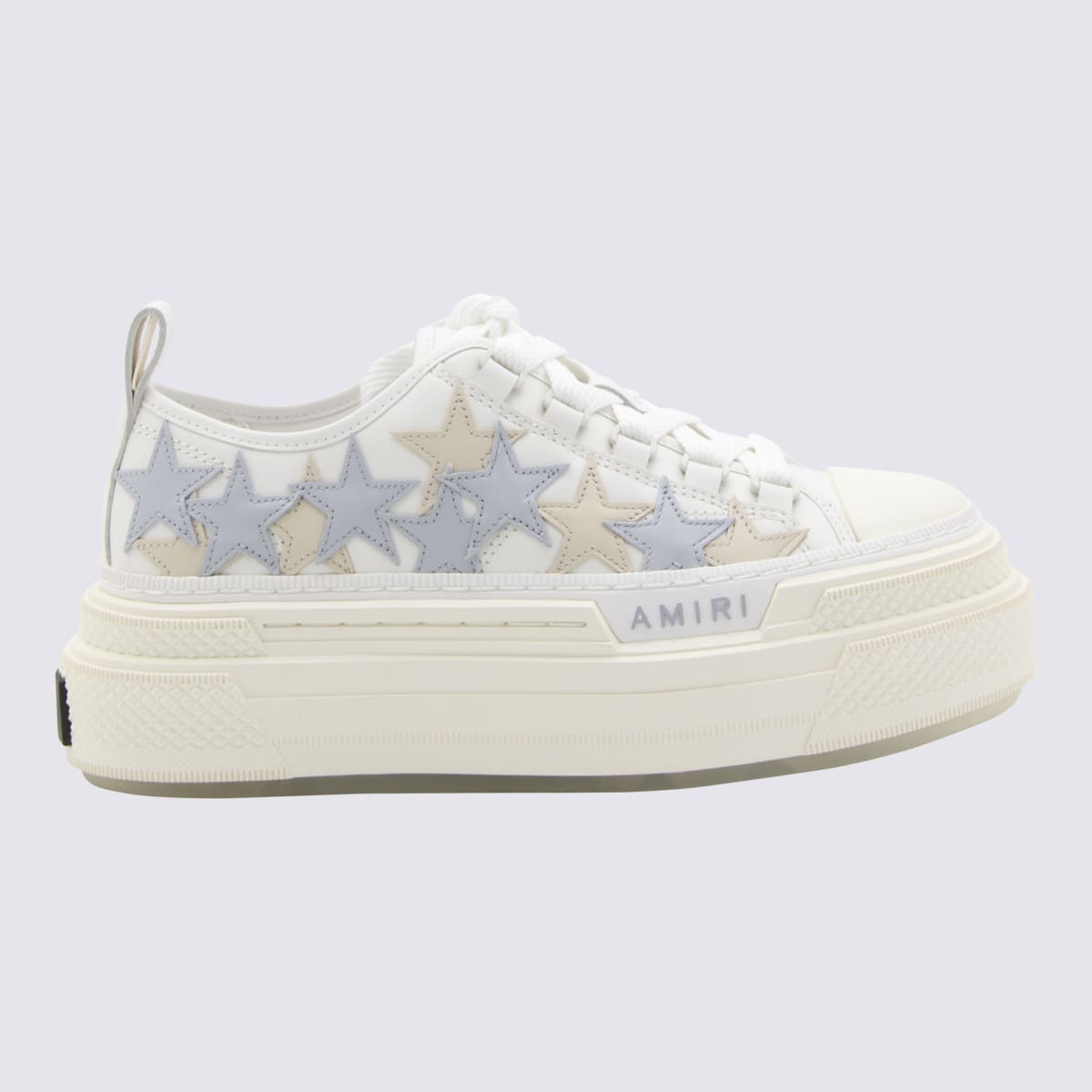 AMIRI WHITE AND BLUE LEATHER SNEAKERS