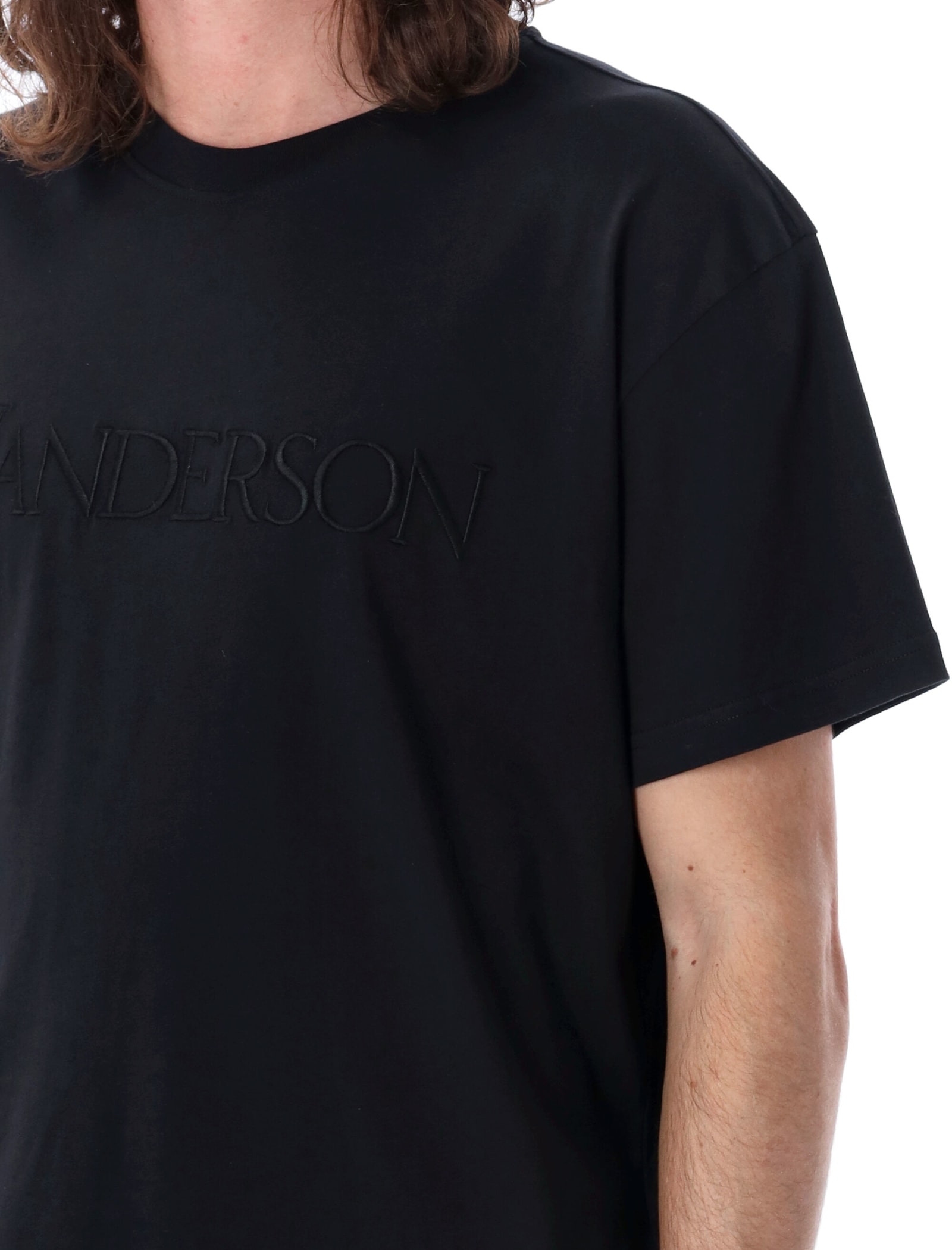 Shop Jw Anderson T-shirt With Logo Embroidery In Black