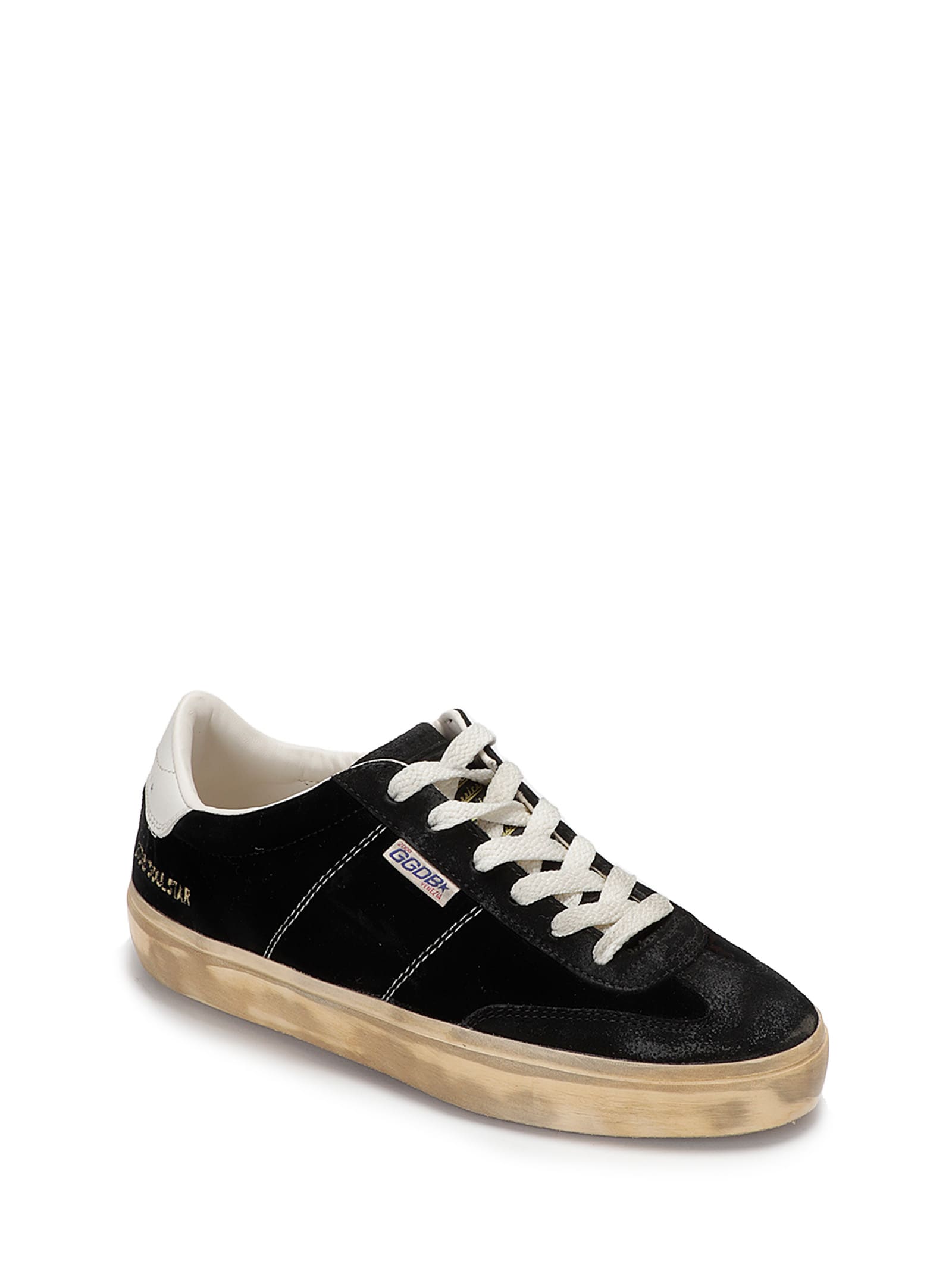 Shop Golden Goose Soul-star Velvet Upper Suede Hf Tongue Leather He In Black/milk