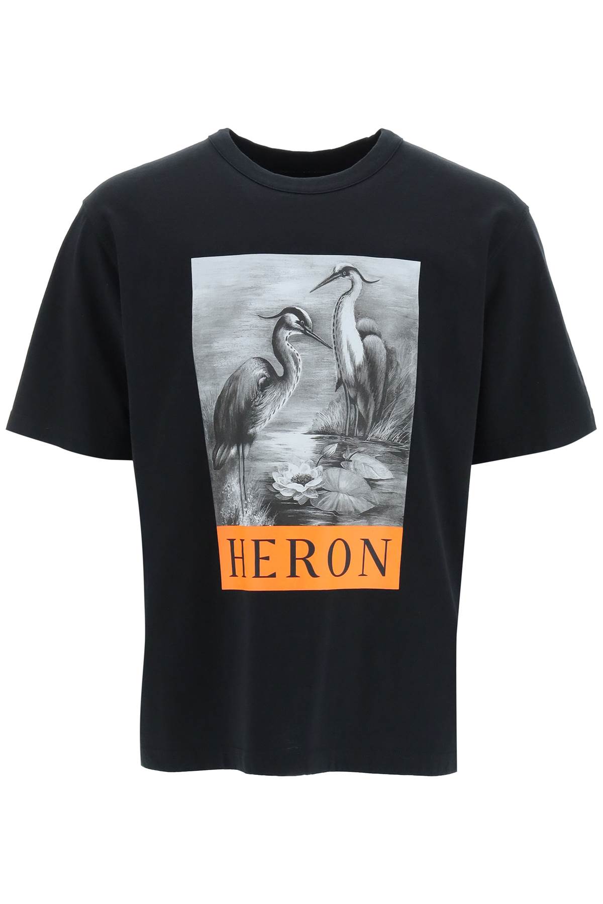 HERON PRESTON B/w Herons Print T-shirt