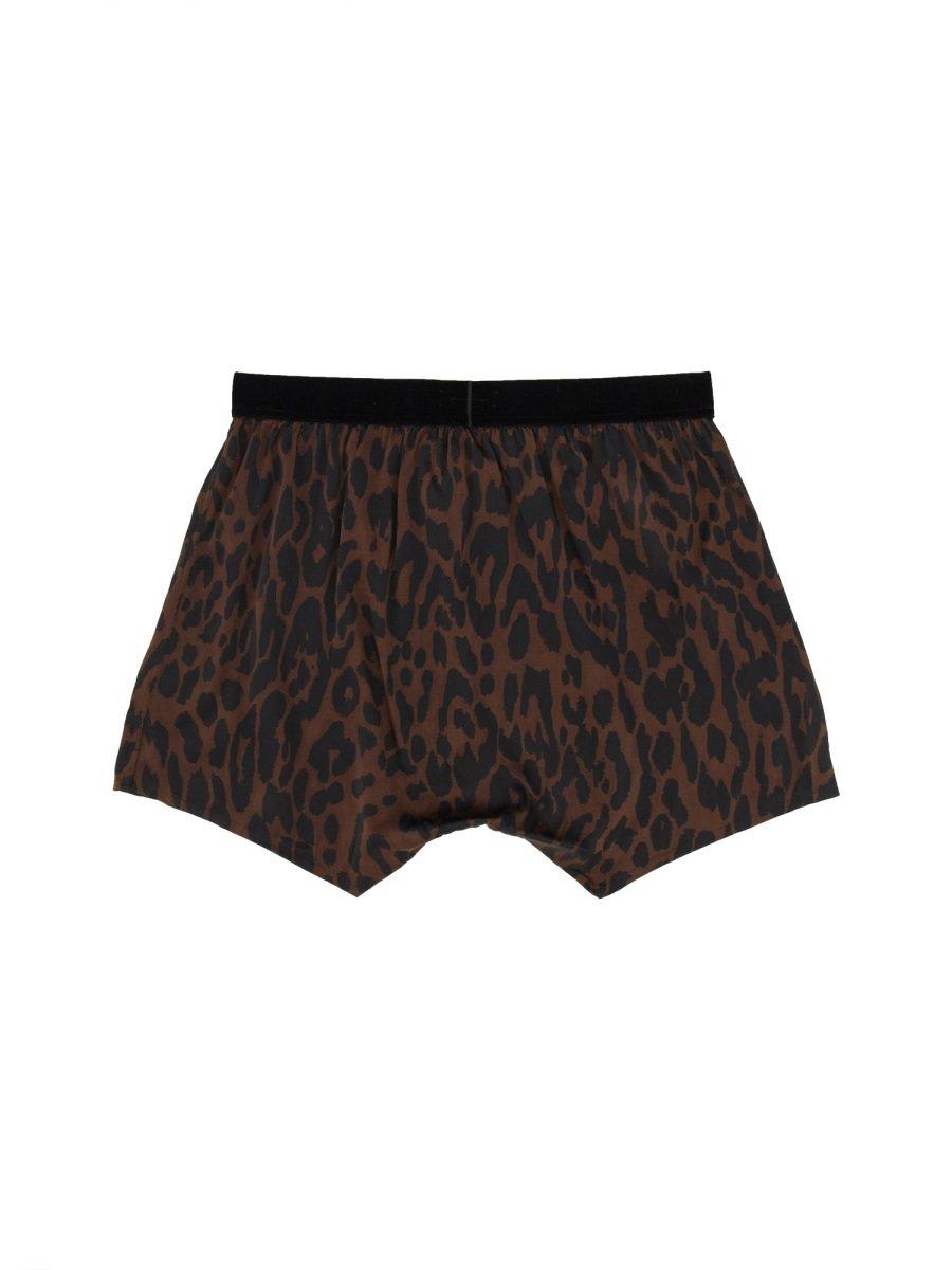 Shop Tom Ford Leopard Printed Logo Waistband Boxers In Animalier