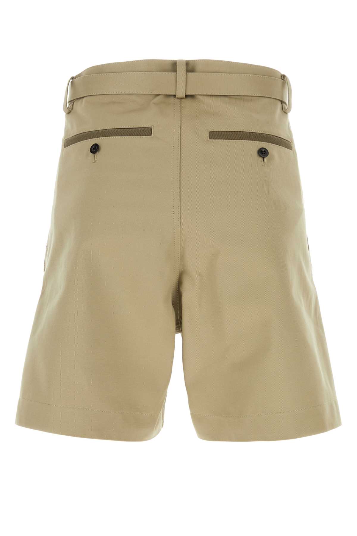 Sacai Cappuccino Cotton Bermuda Shorts In Beige