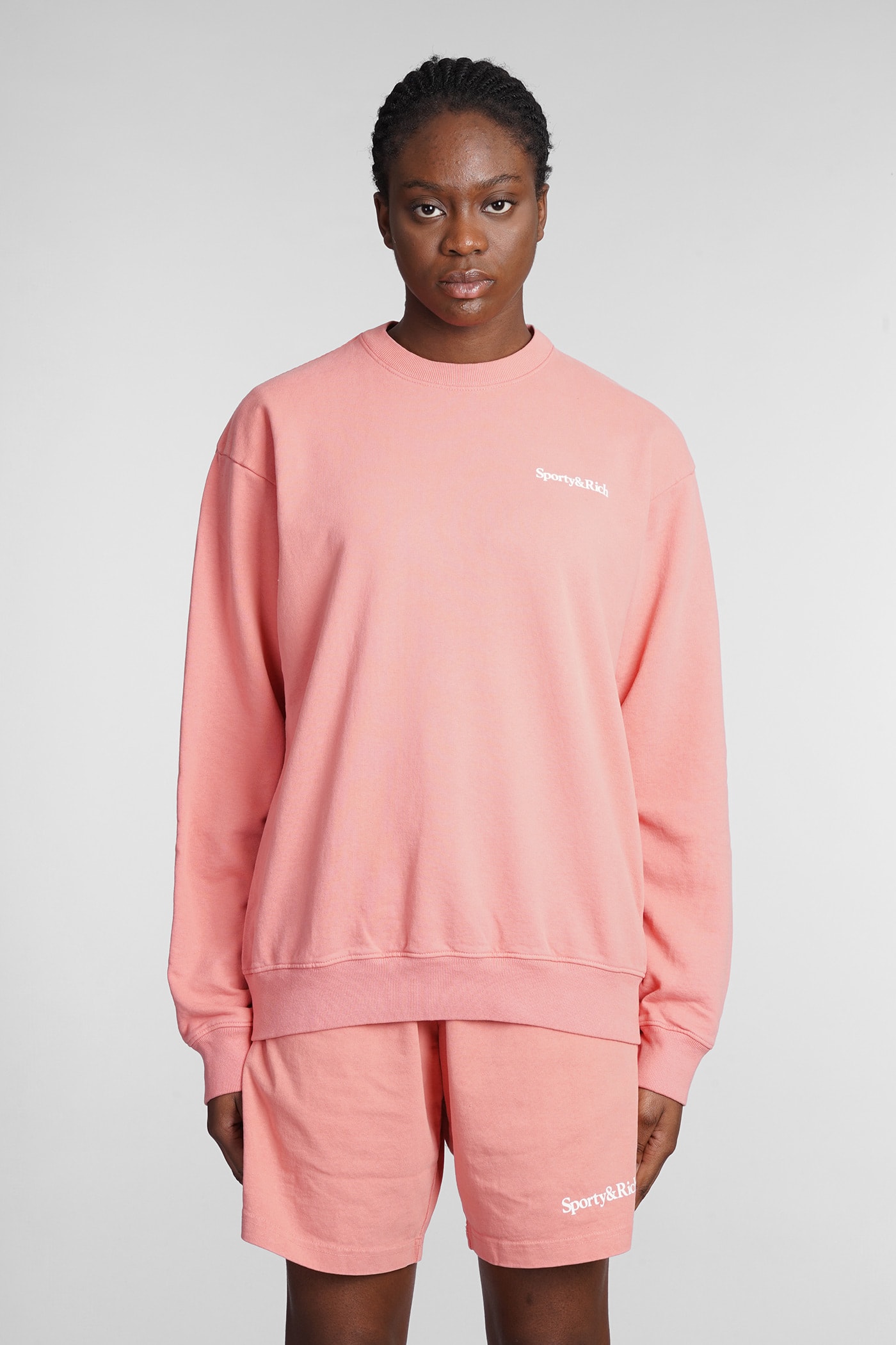 Sporty & Rich Sweatshirt In Rose-pink Cotton