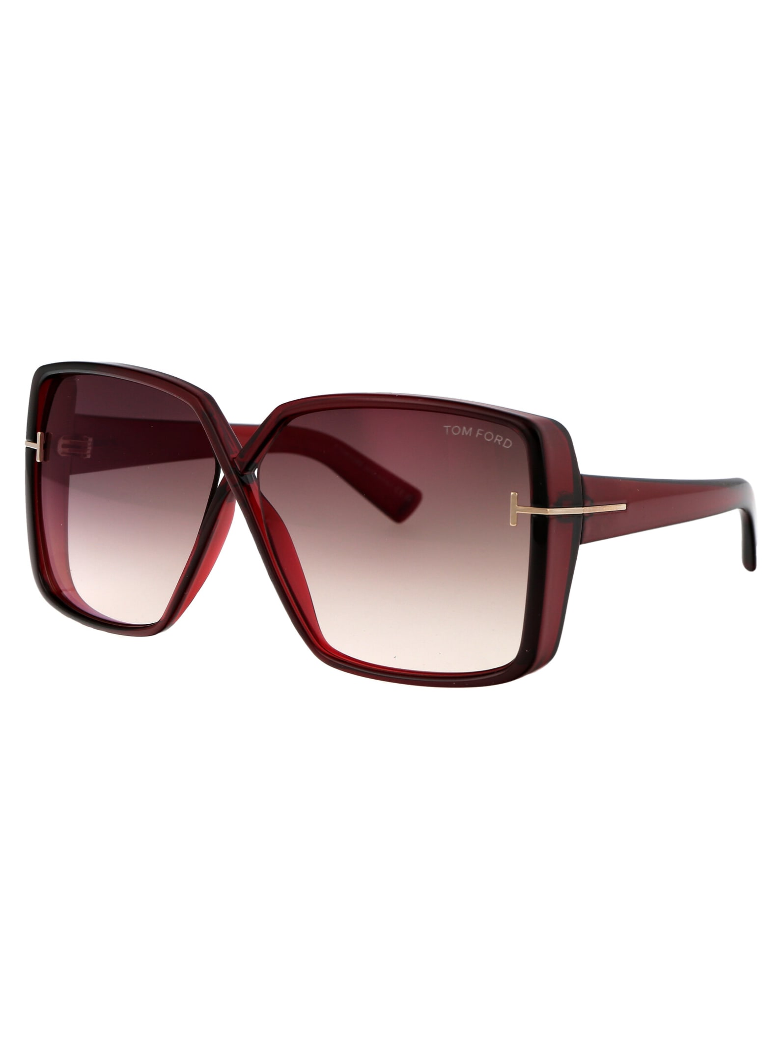 Shop Tom Ford Yvonne Sunglasses In 66g Rosso Luc / Marrone Specchiato