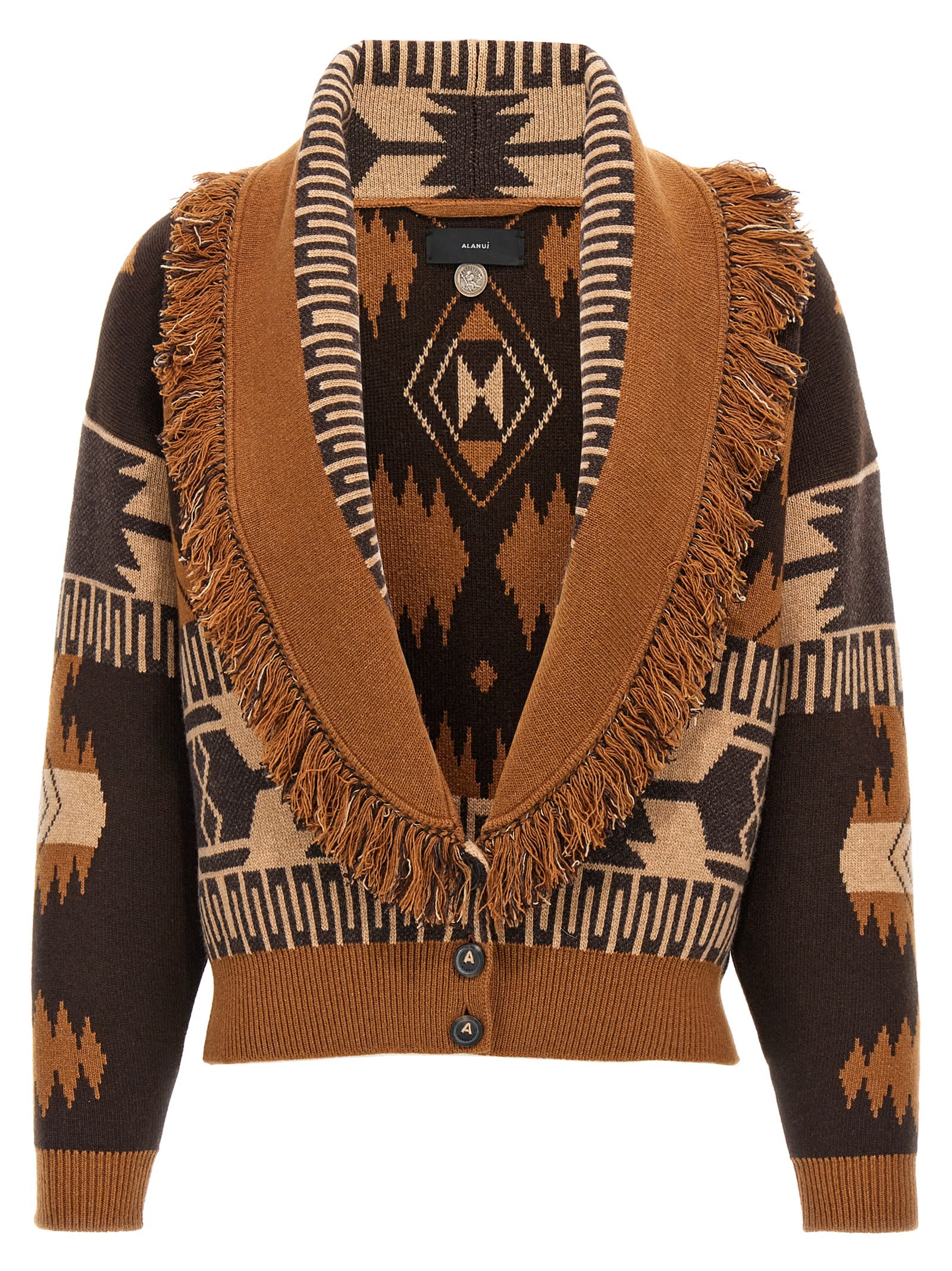 Shop Alanui Icon Cardigan In Brown