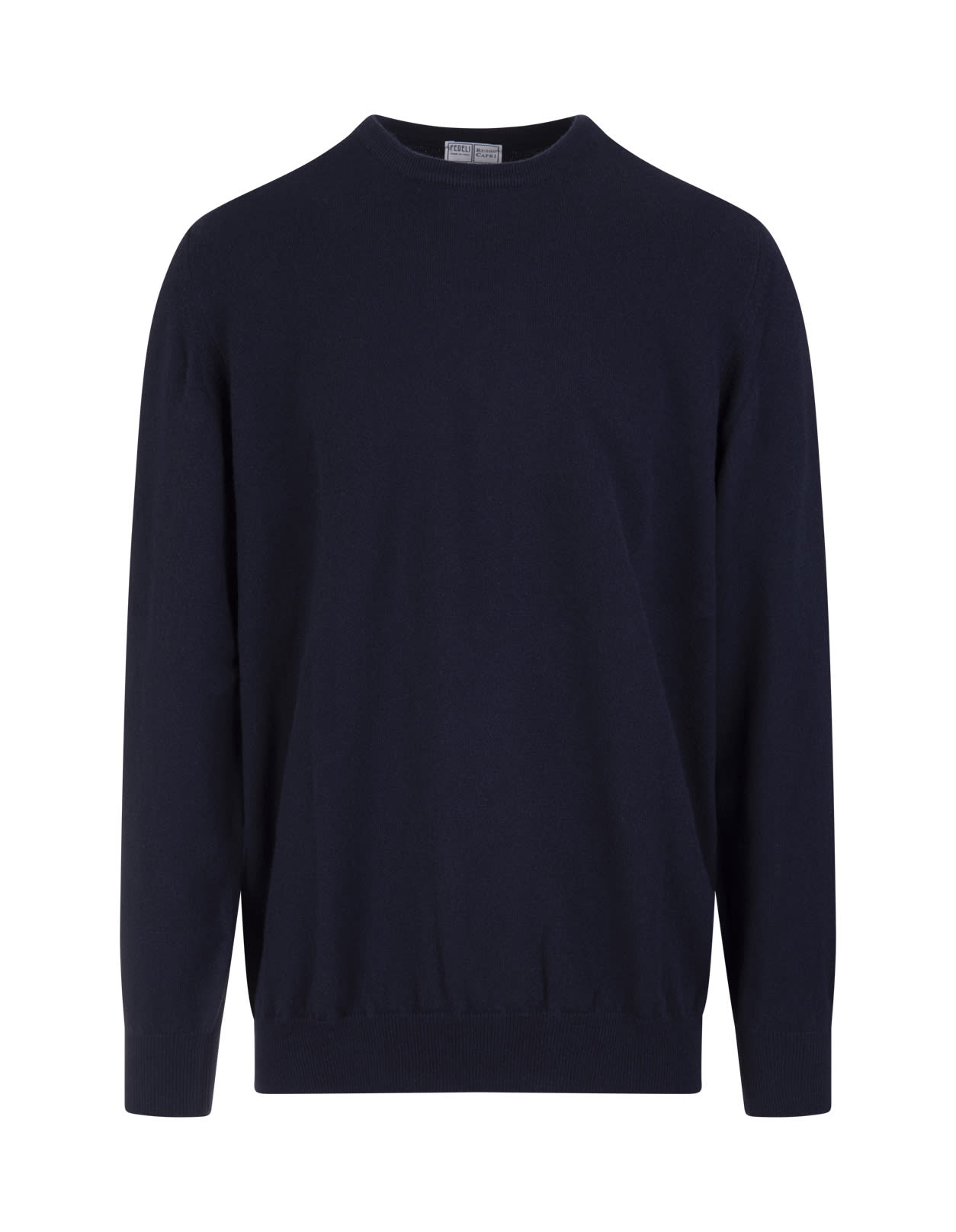 Shop Fedeli Dark Blue Cashmere Round-neck Pullover