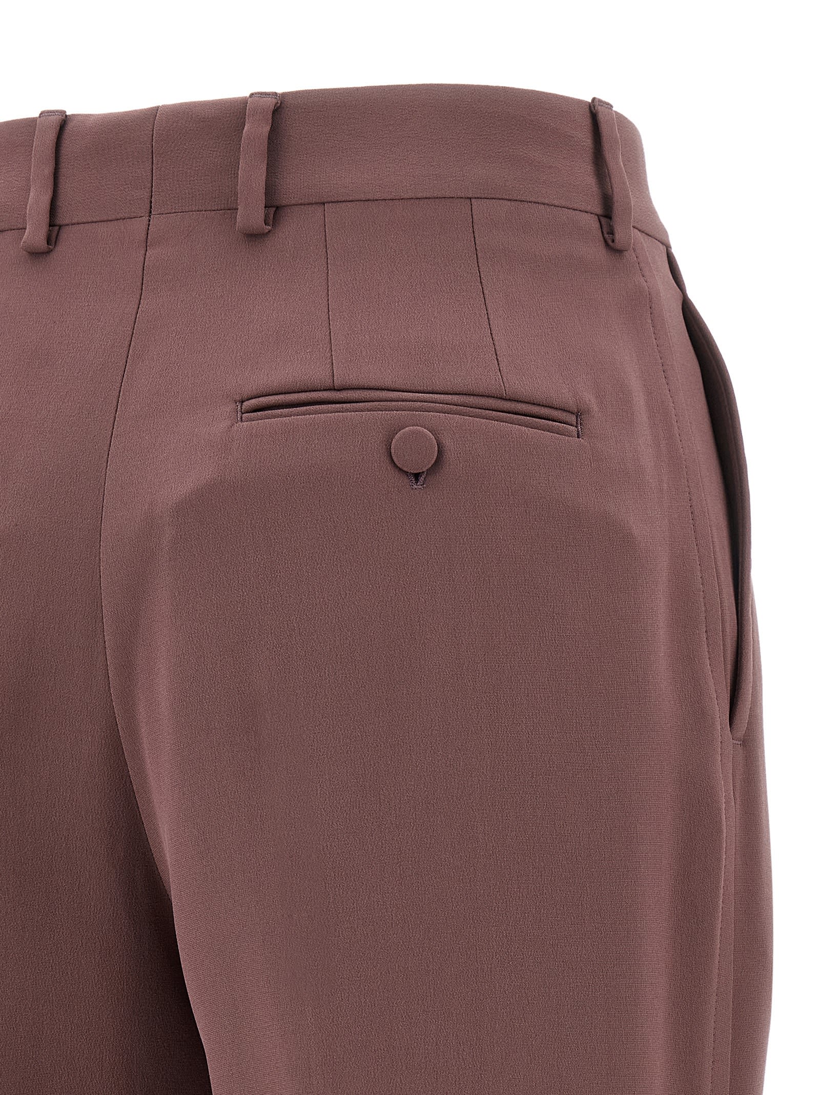 Brioni Pink Silk Pants In Brown