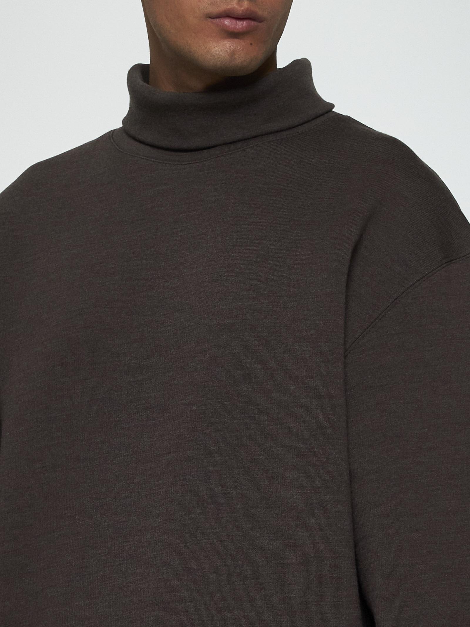 Shop Lemaire Wool And Cotton Sweatshirt In Dark Brown Melange