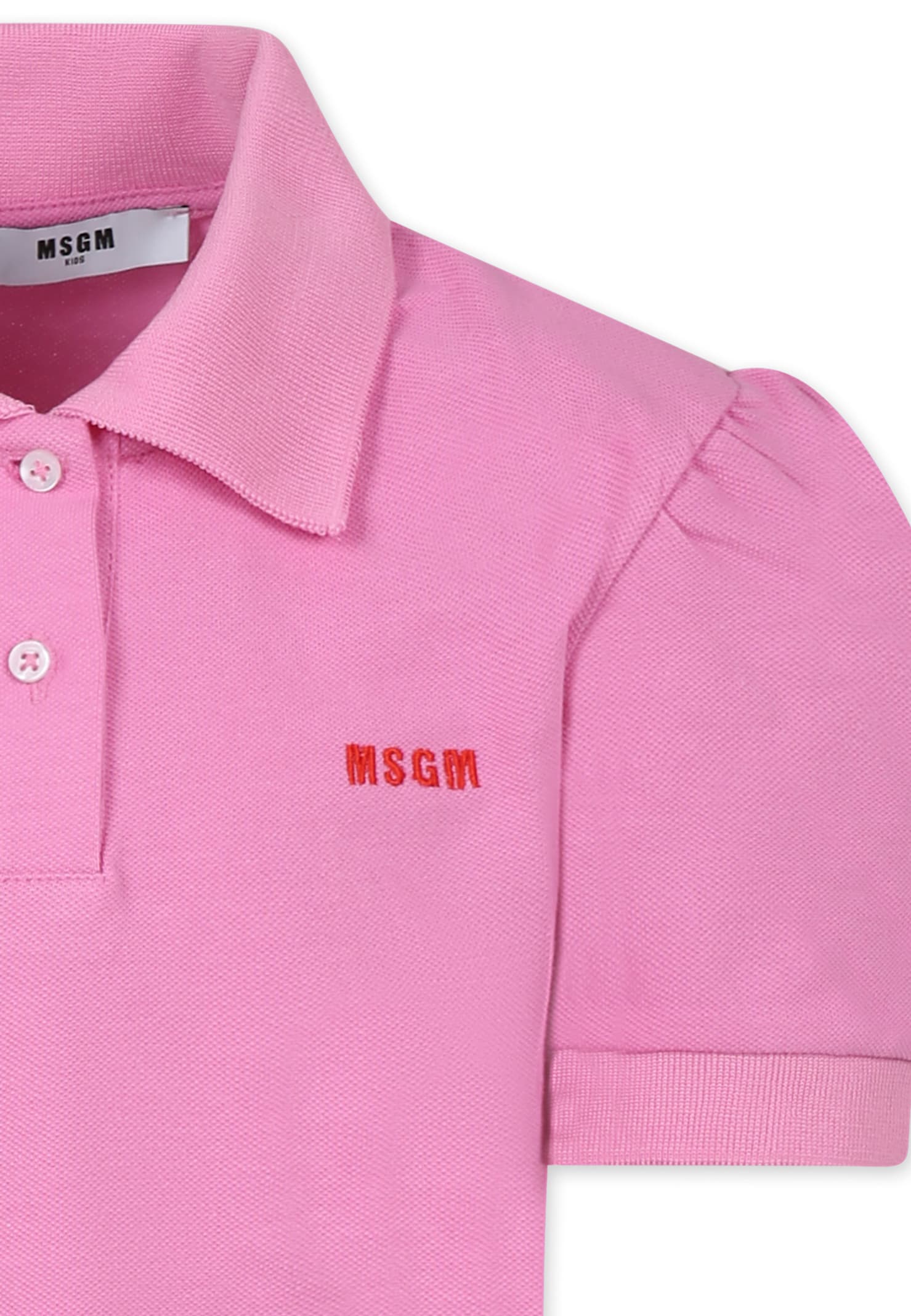 Msgm Pink Polo Shirt For Girl With Logo In Pink