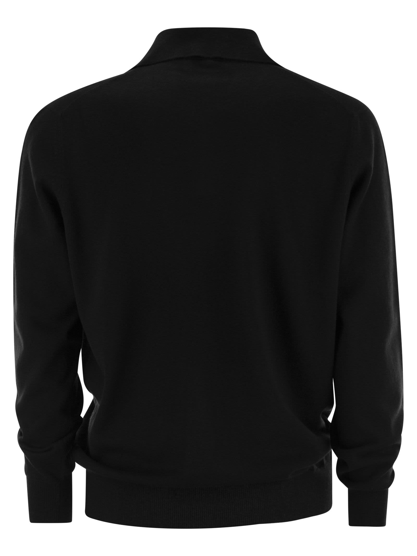 Shop Brunello Cucinelli Cashmere Polo Neck Sweater In Black