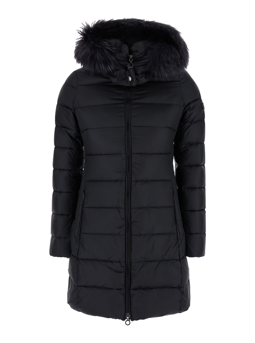 sarma Black Long Hooded Down Jacket With Logo In Nylon Woman