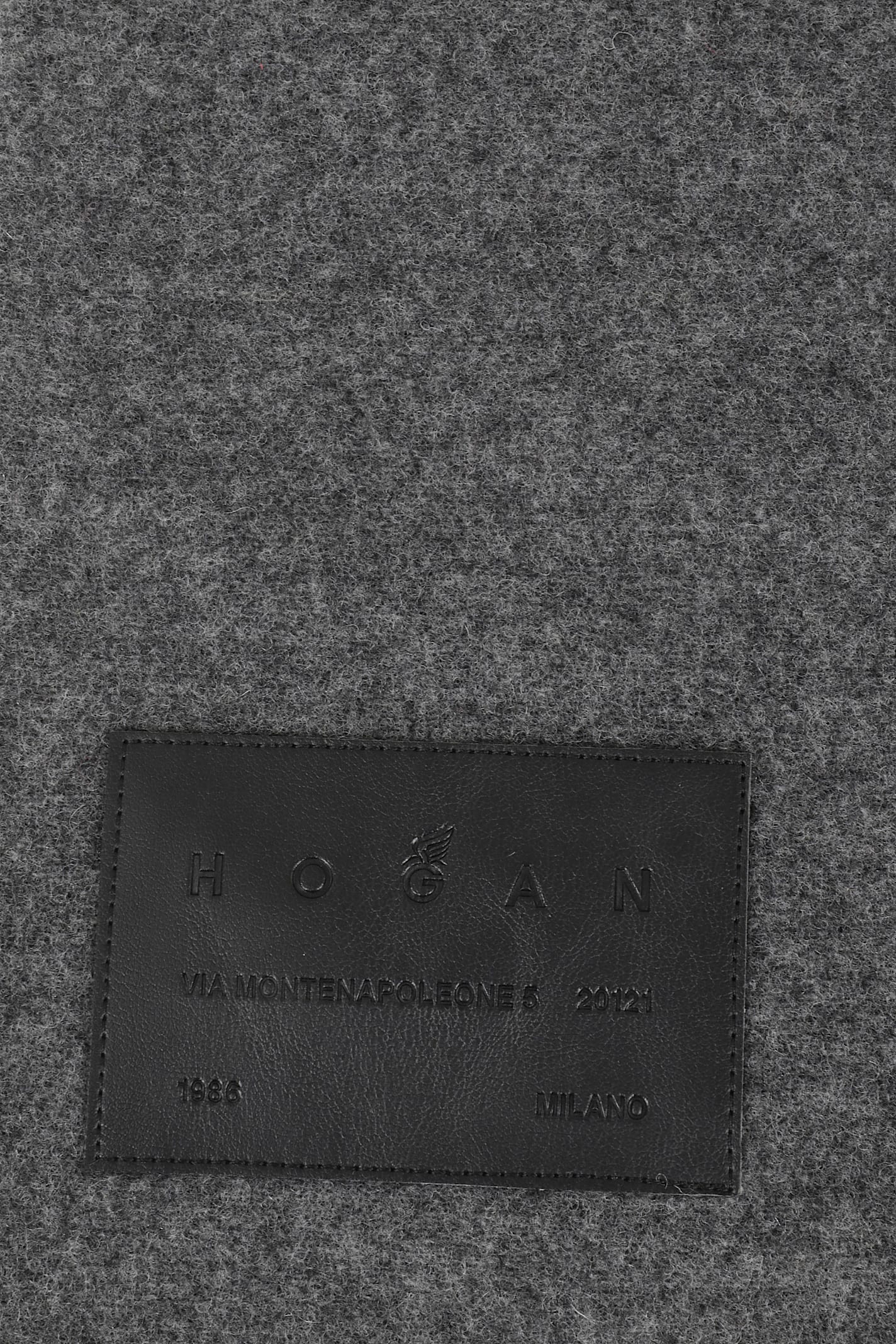Hogan Fringed Wool Scarf With Subtle Logo Detailing In Gray