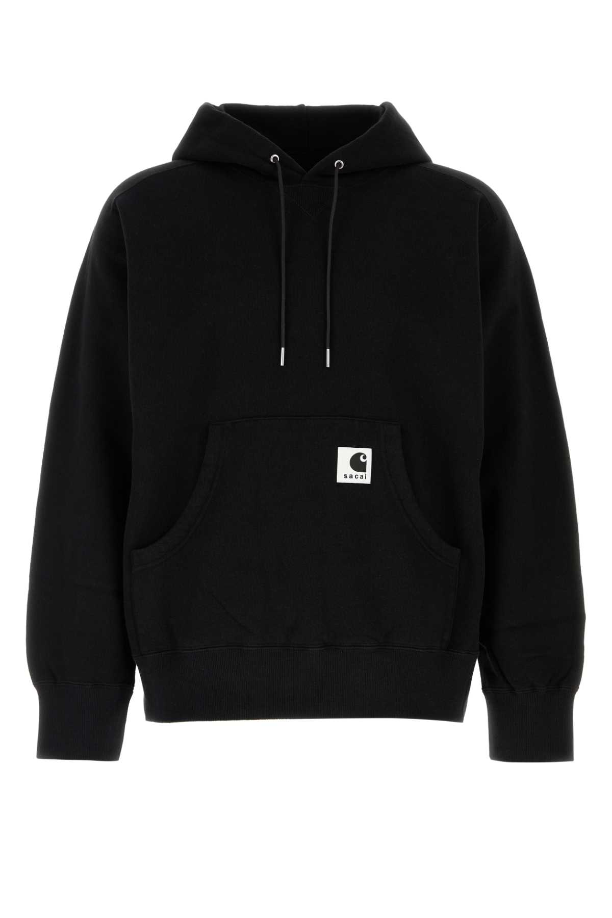Sacai Carhartt Wip Cotton Jersey Hoodie In Black