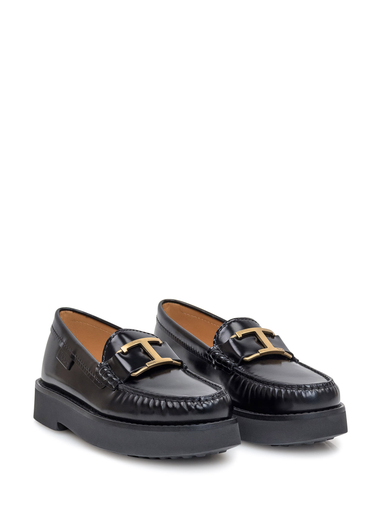 Shop Tod's Leather Loafers In Nero