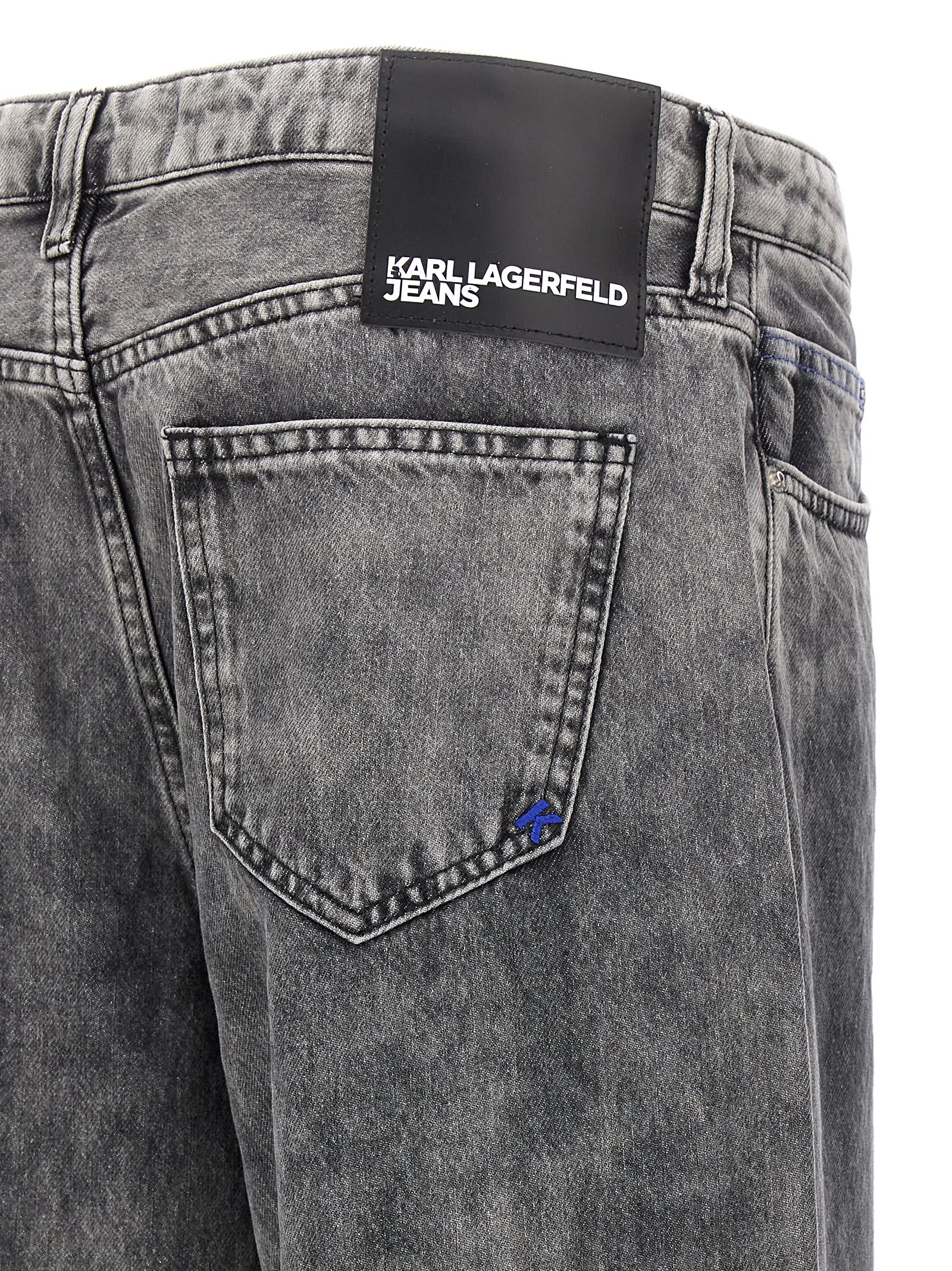 Shop Karl Lagerfeld Relaxed Jeans In Gray