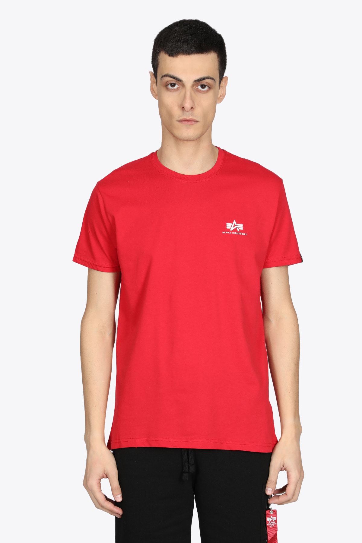 Alpha Industries Basic T Small Logo Red cotton t-shirt with small chest logo