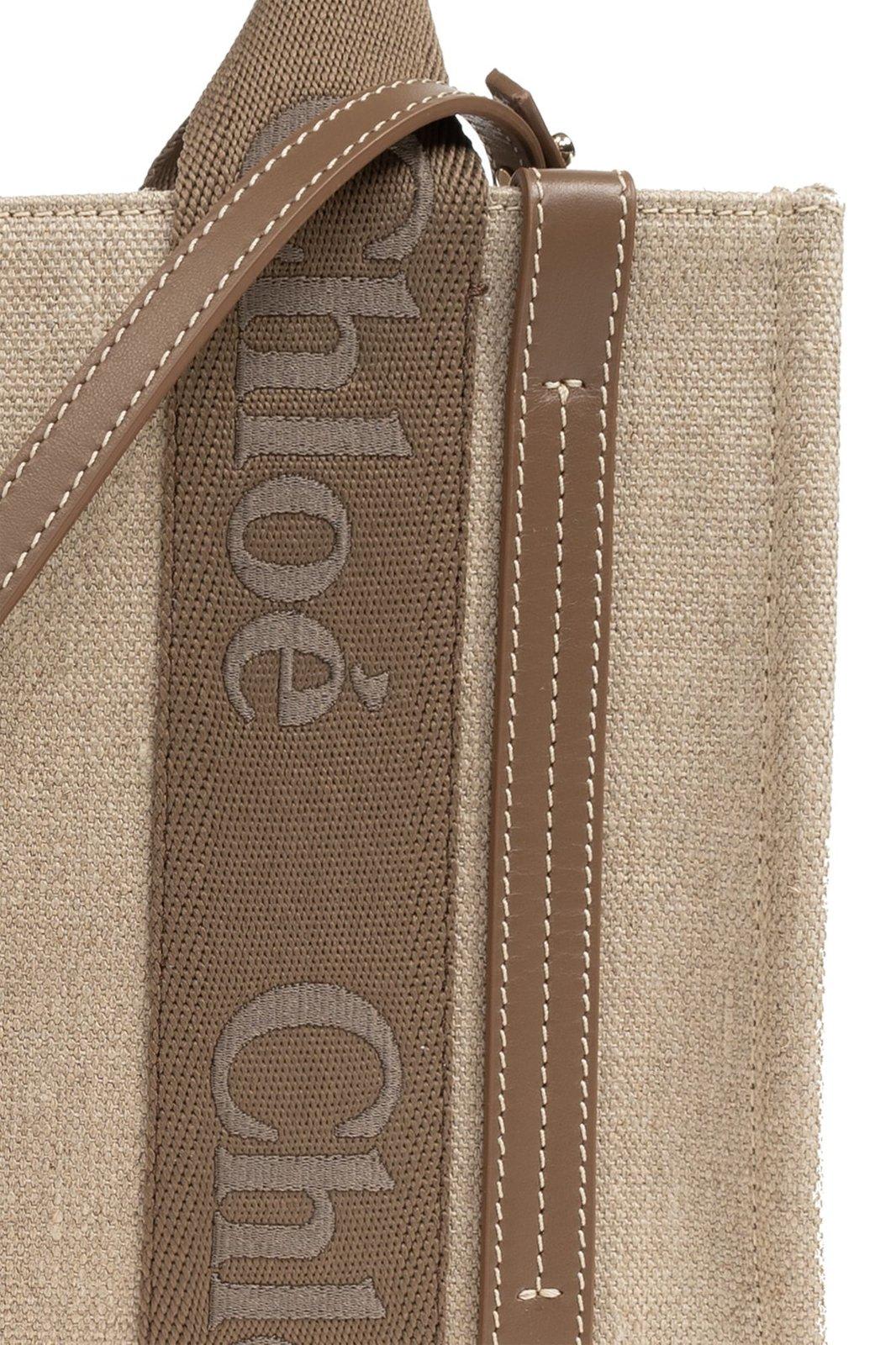 Shop Chloé Woody Small Tote Bag In X Dark Nut