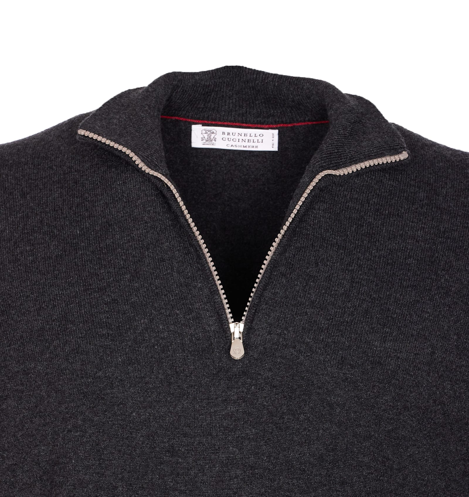 Brunello Cucinelli Half Zip Cashmere Sweater In Gray