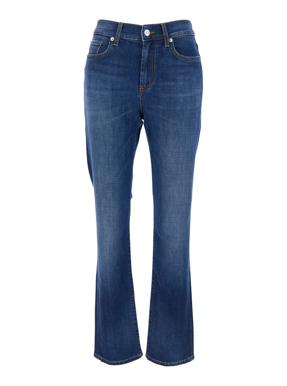 Roy Rogers Blue Five-pocket Jeans With Logo Patch On The Back In Denim Woman