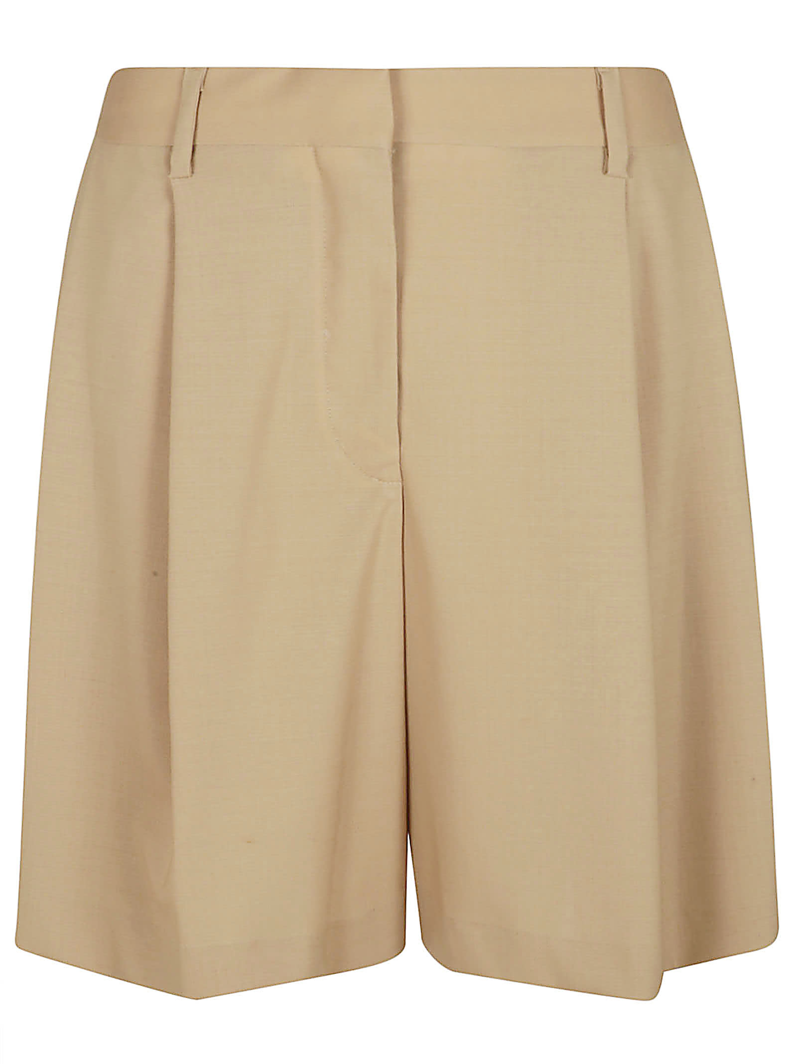 Shop Maison Flaneur Wide Leg Plain Trouser Shorts In Camel