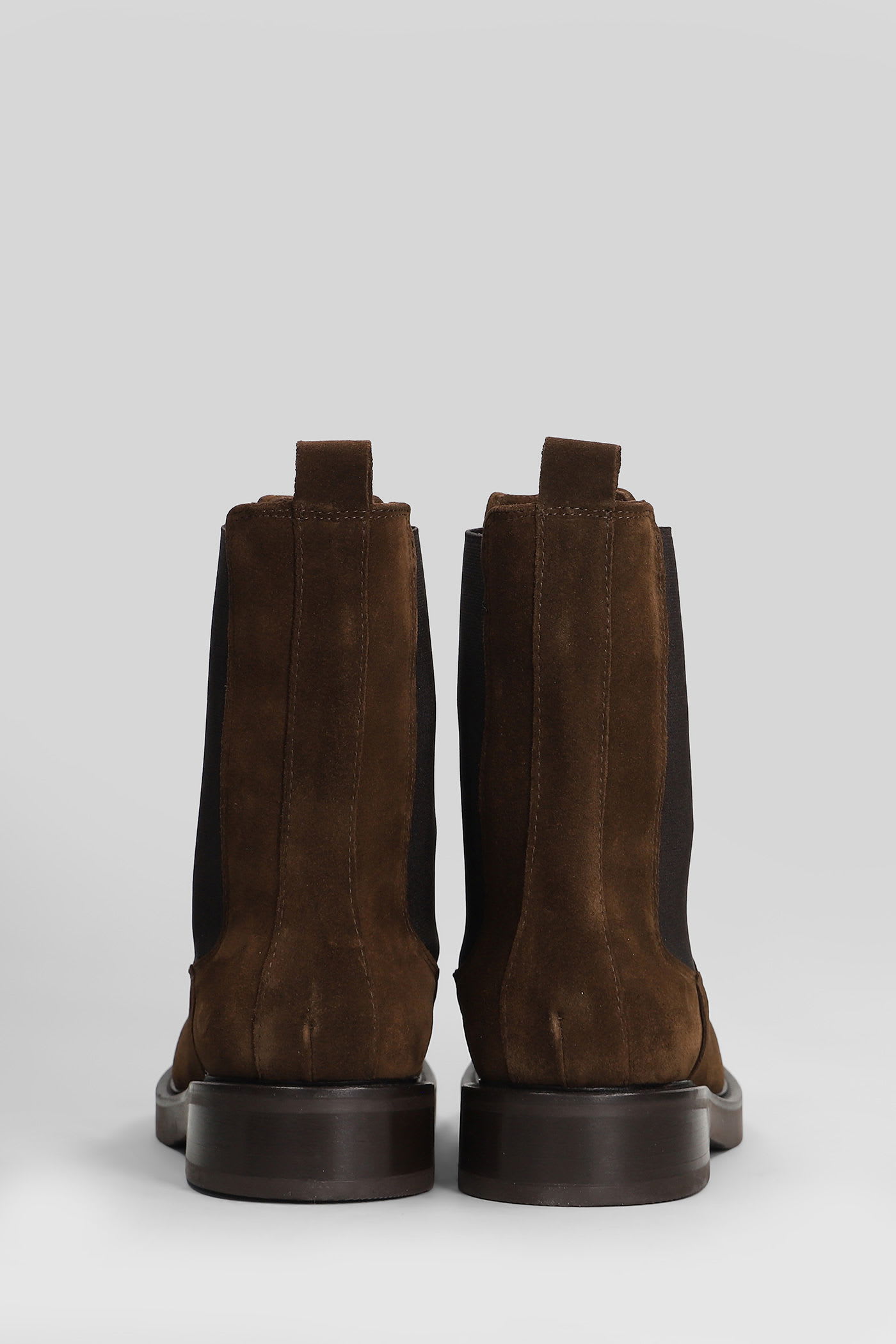 Julie Dee Low Heels Ankle Boots In Leather Color Suede In Brown