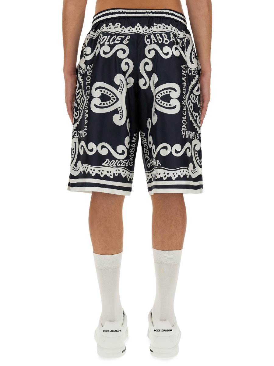 Shop Dolce & Gabbana Bermuda Shorts Navy In Multicolour