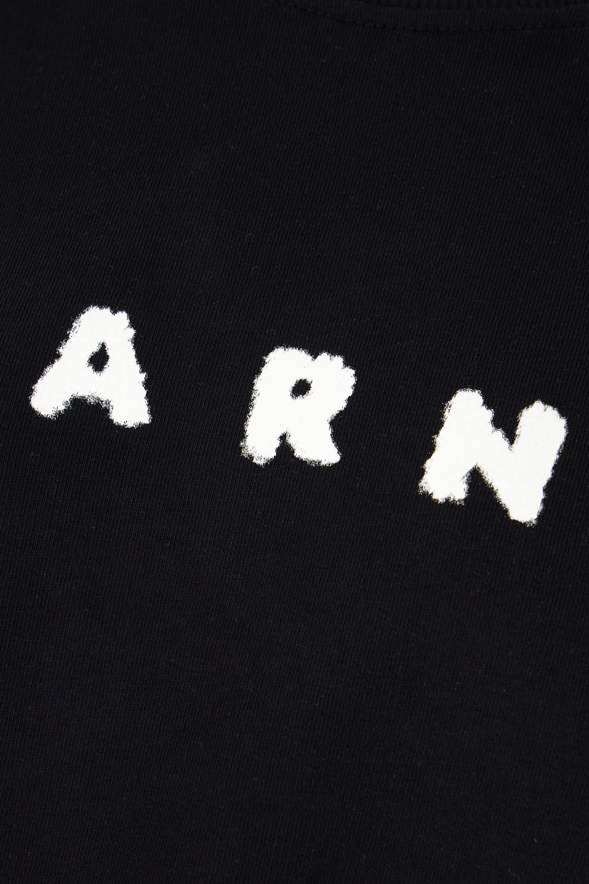 Marni Relaxed Fit Black Sweatshirt With Textured Logo In Black