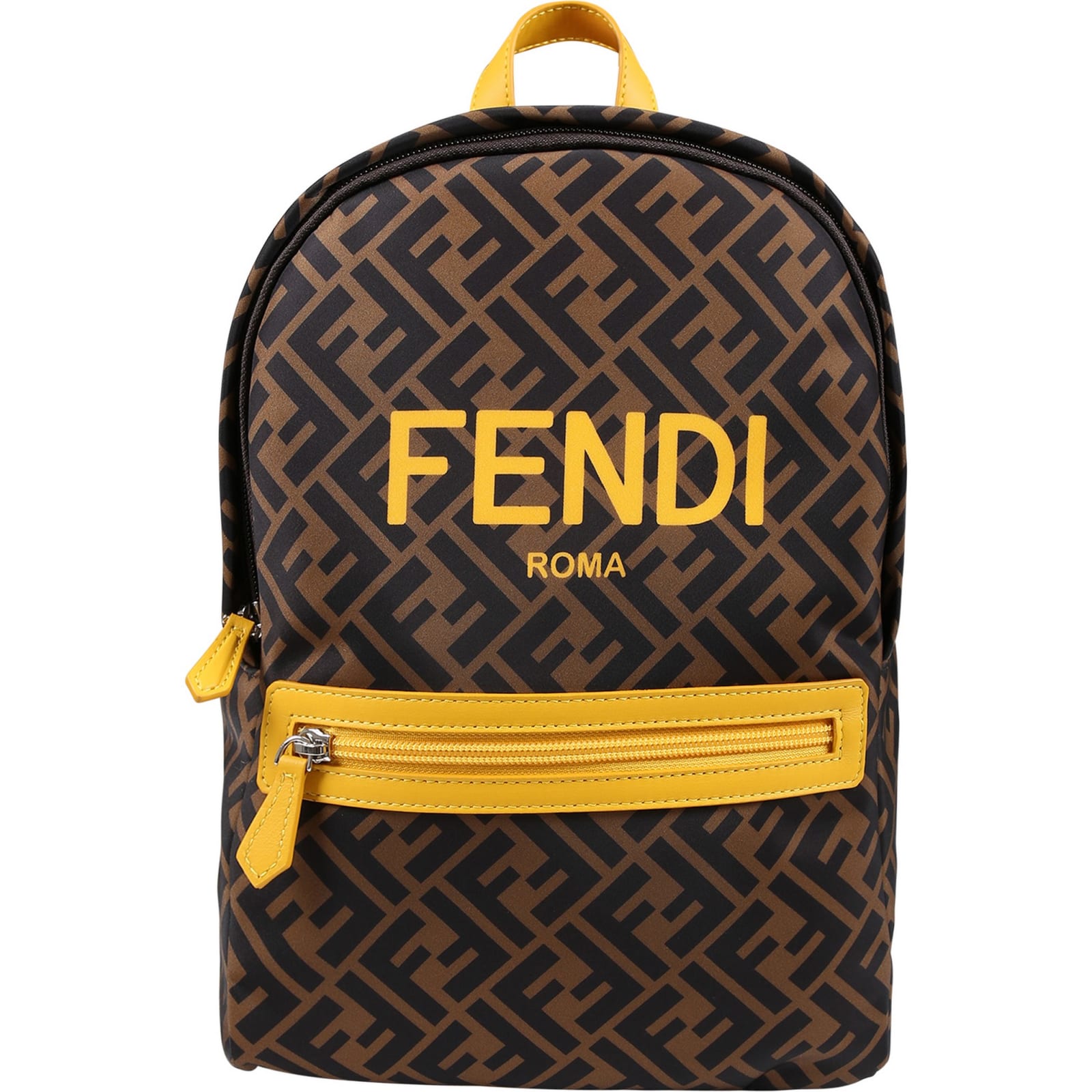 Fendi Brown Backpack For Kids With Double F
