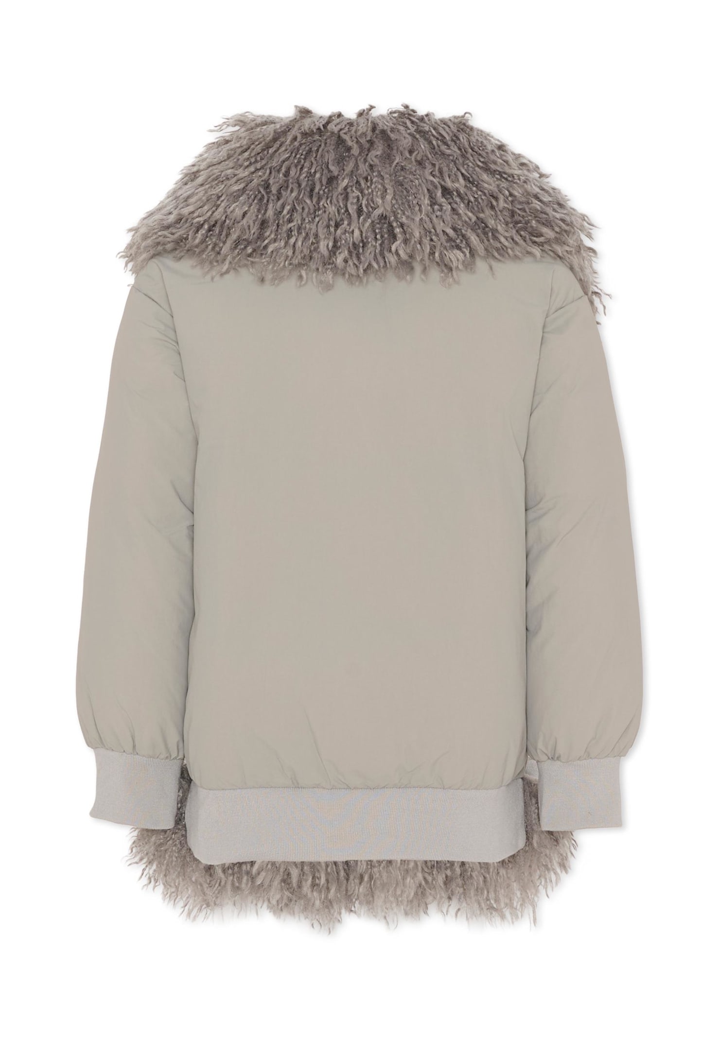 Pinko Faux-fur Trim Coat In Gray