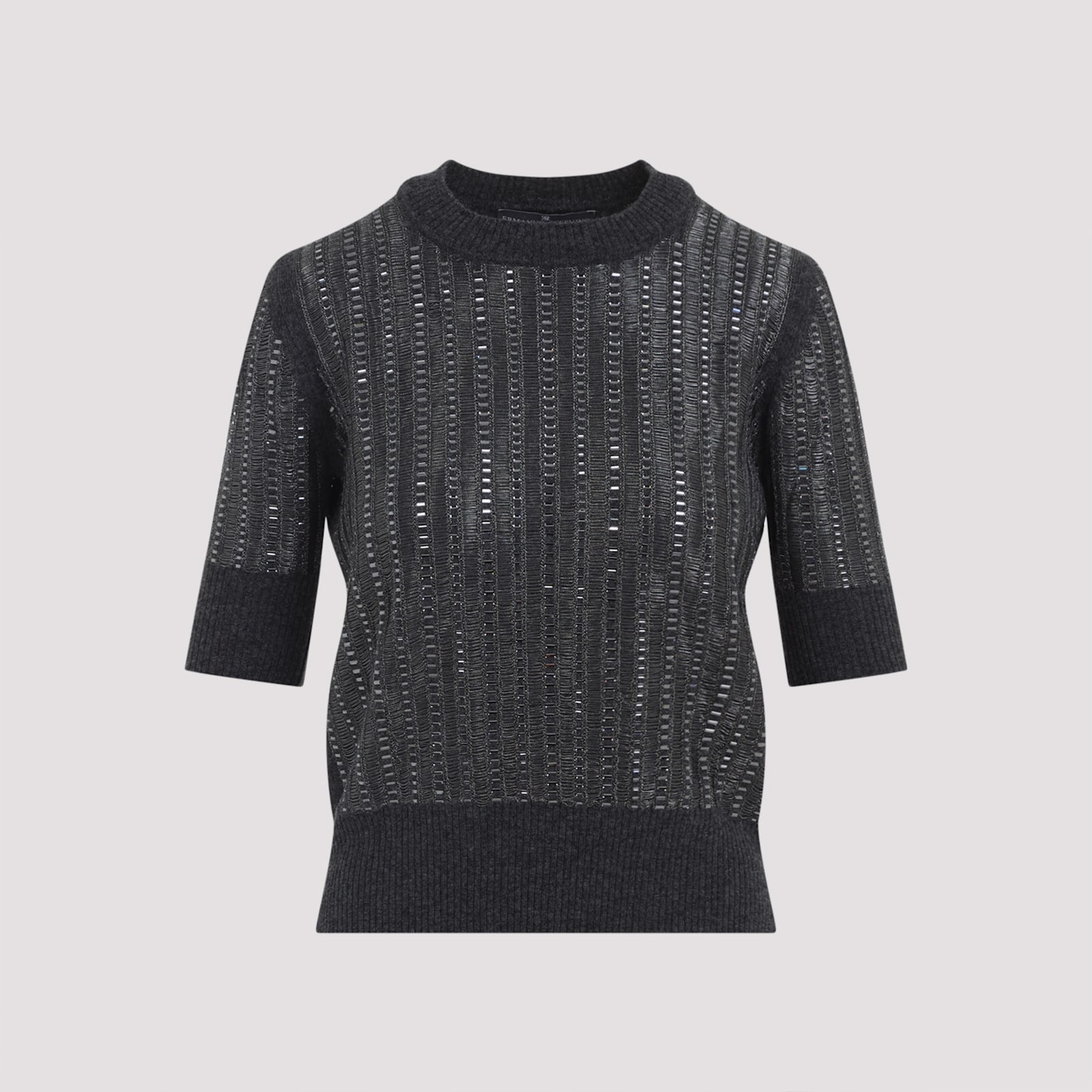 Ermanno Scervino Textured Wool-cashmere Blend Sweater With Metallic Accents