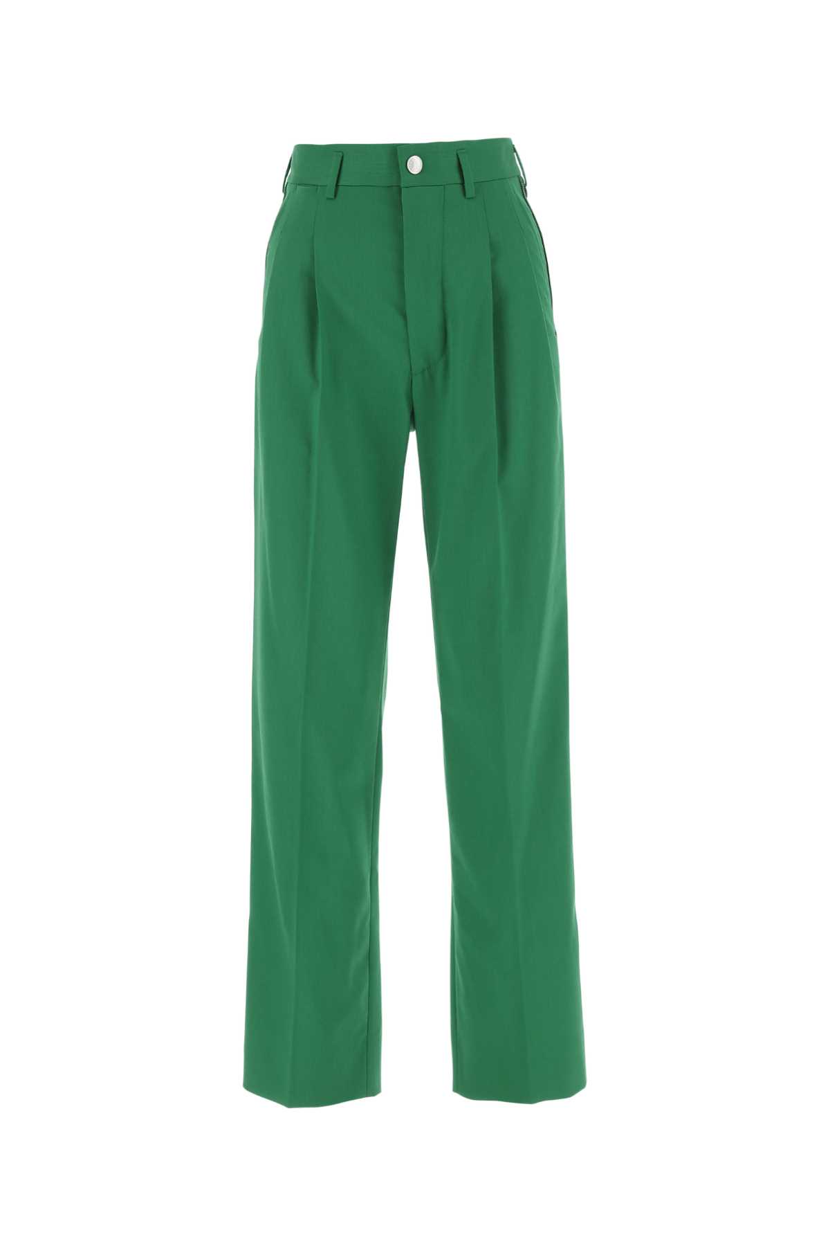 Green Polyester Blend Wide-leg Pant