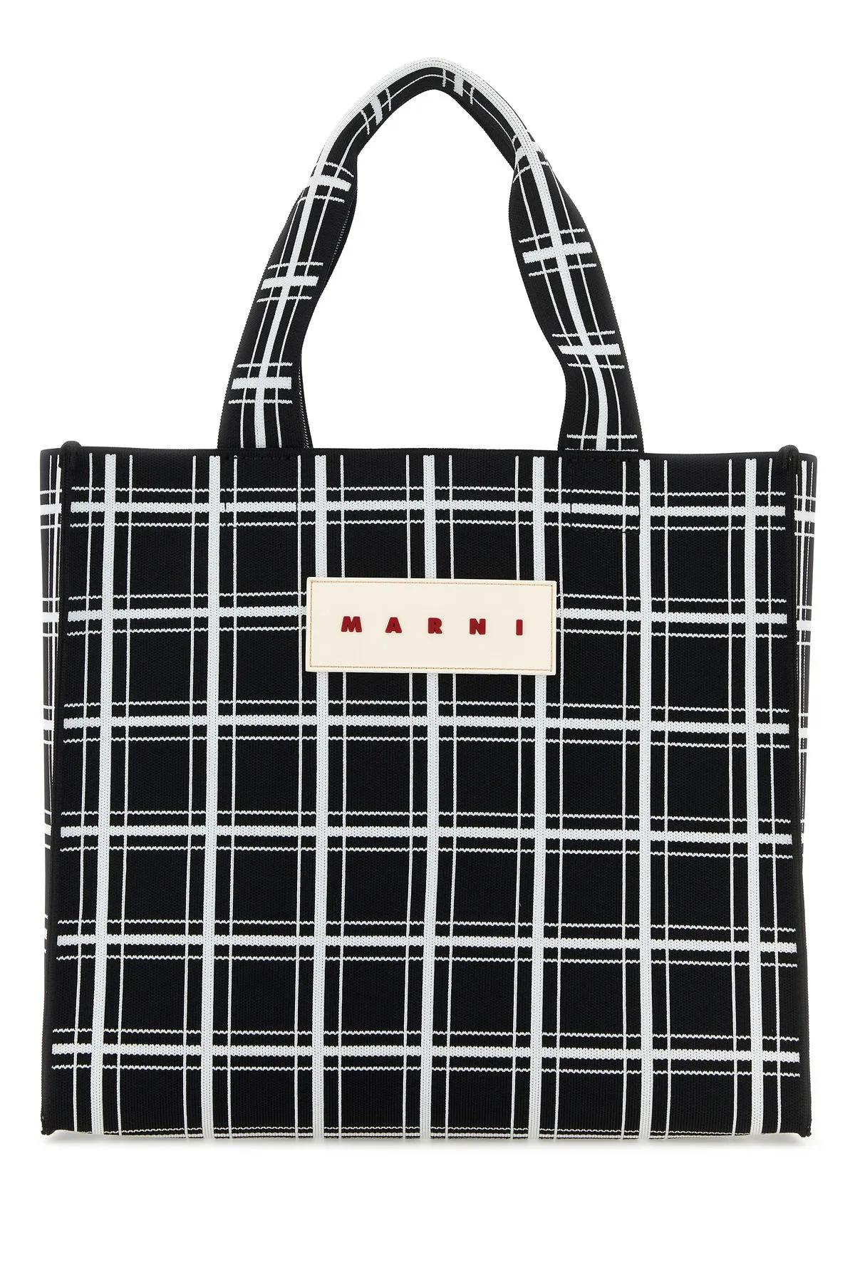 Marni Woman Embroidered Jacquard Shopping Bag In Multicolor
