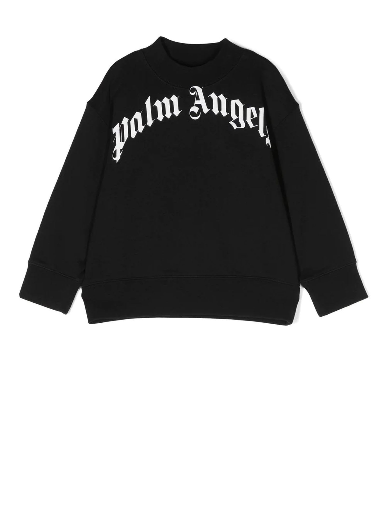 Shop Palm Angels Black Cotton Sweatshirt In Black Whit