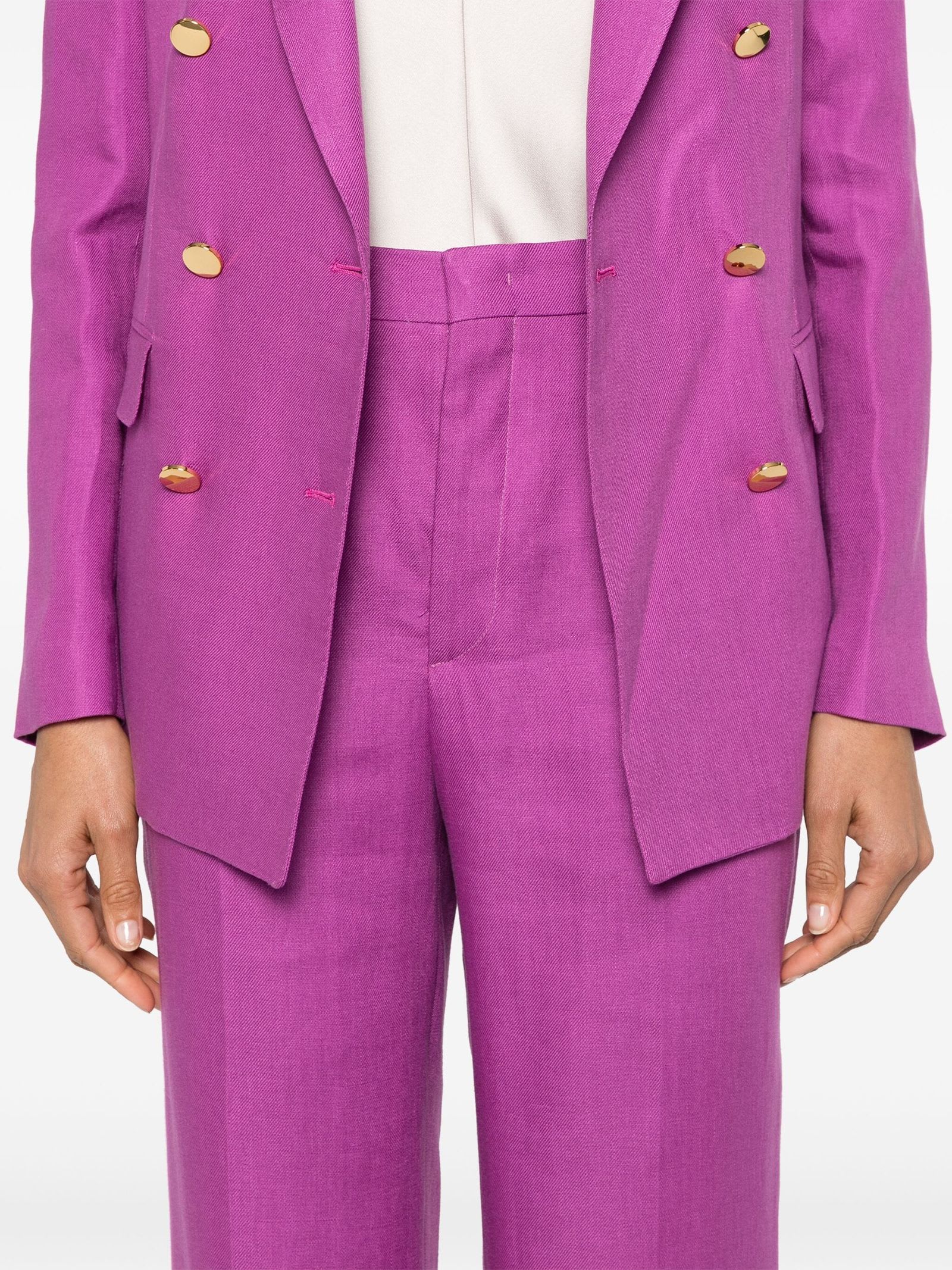 Shop Tagliatore Fuchsia Double-breasted Linen Suit