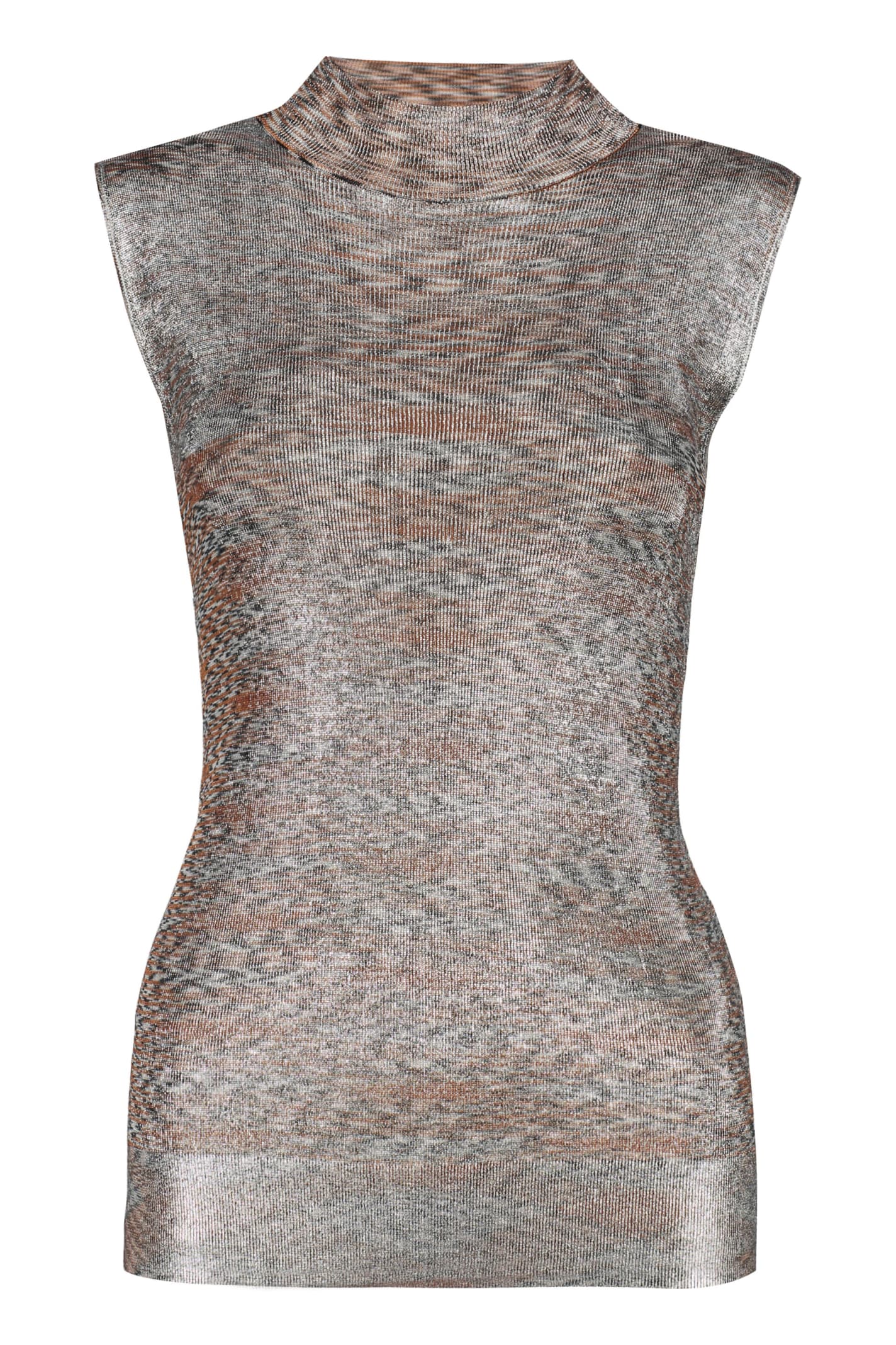 Missoni Knitted Lurex Top In Silver