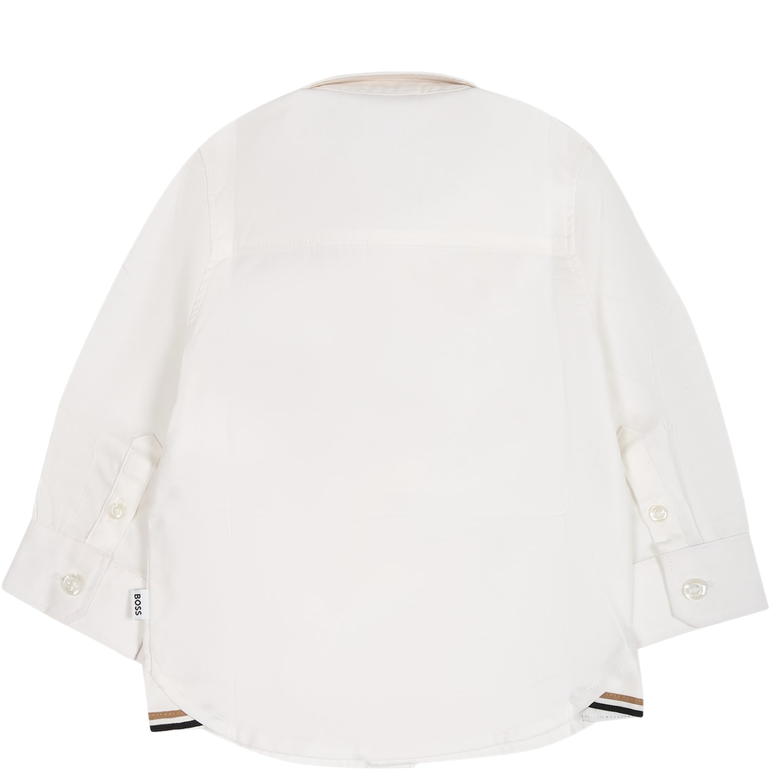 Hugo Boss White Shirt For Baby Boy With Logo In White