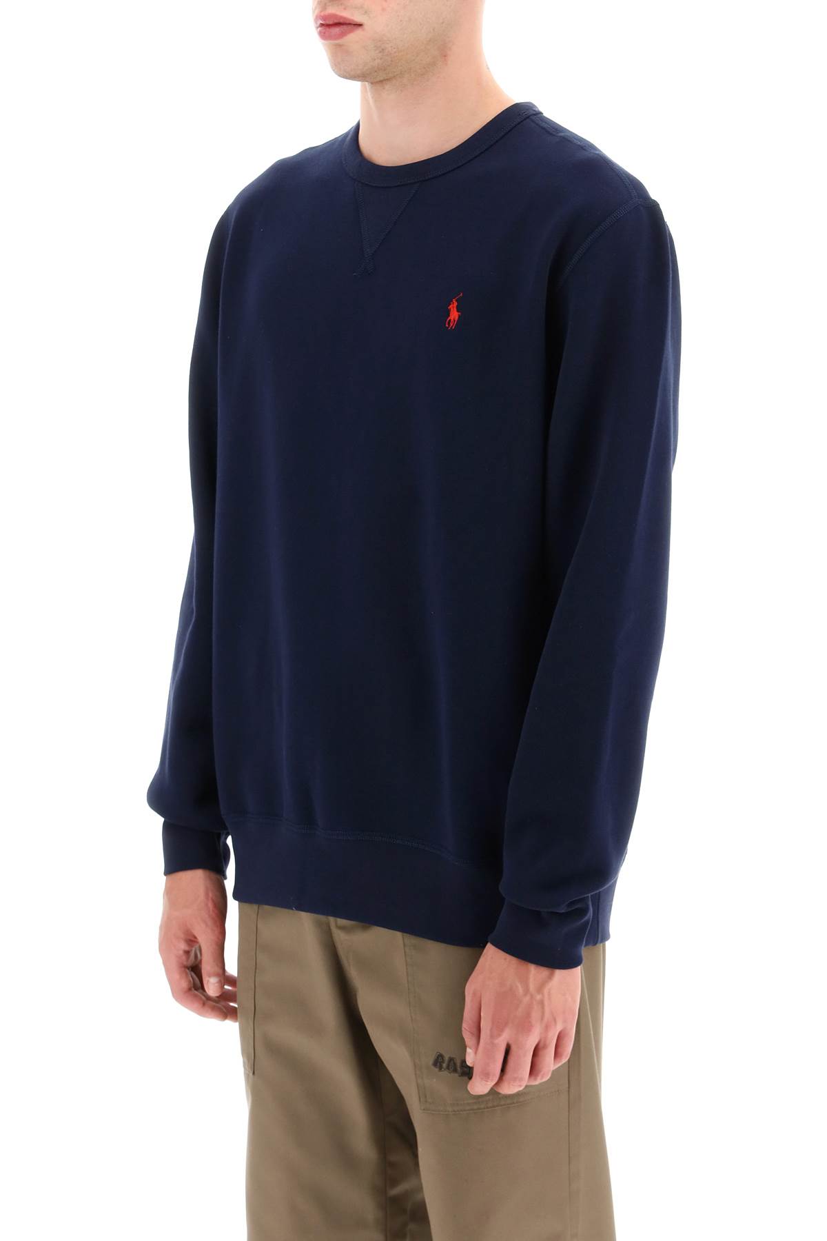Shop Polo Ralph Lauren Logo Embroidery Sweatshirt In Cruise Navy (blue)