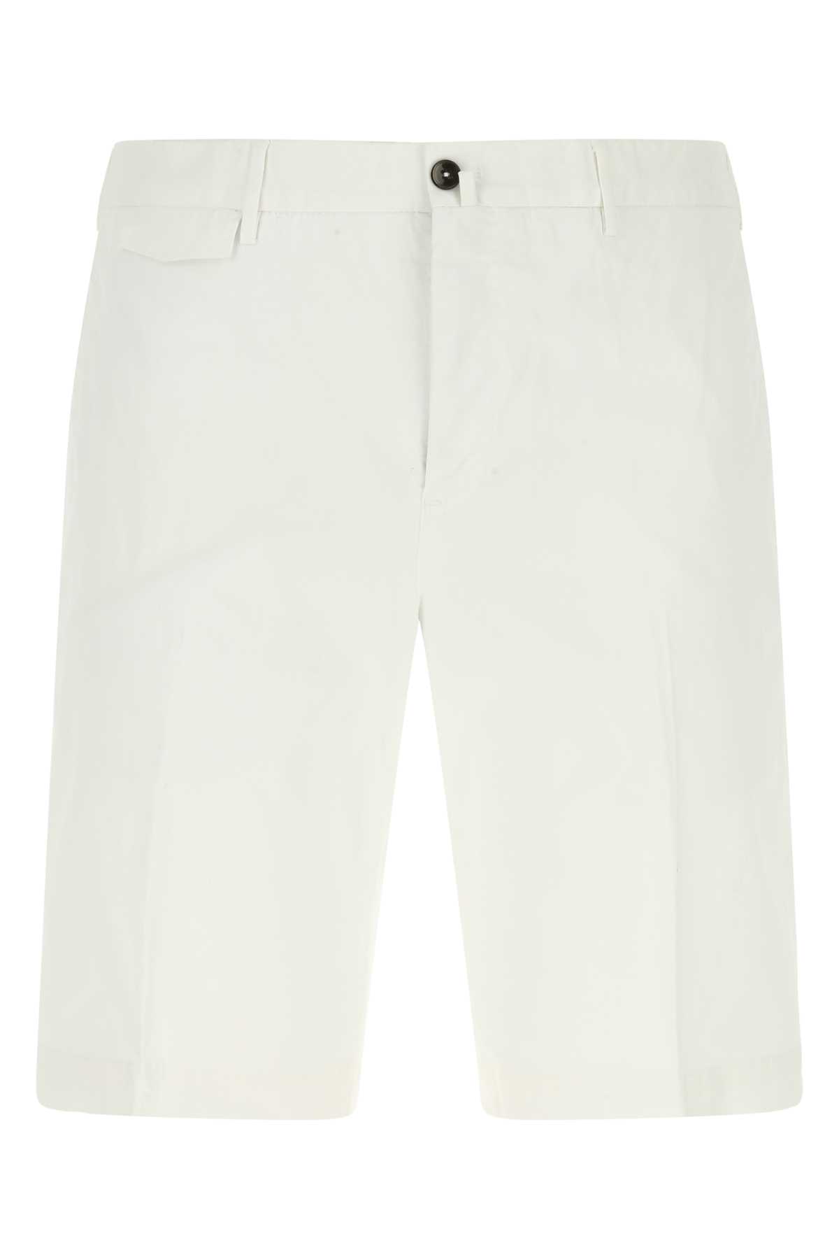 White Stretch Cotton Bermuda Shorts